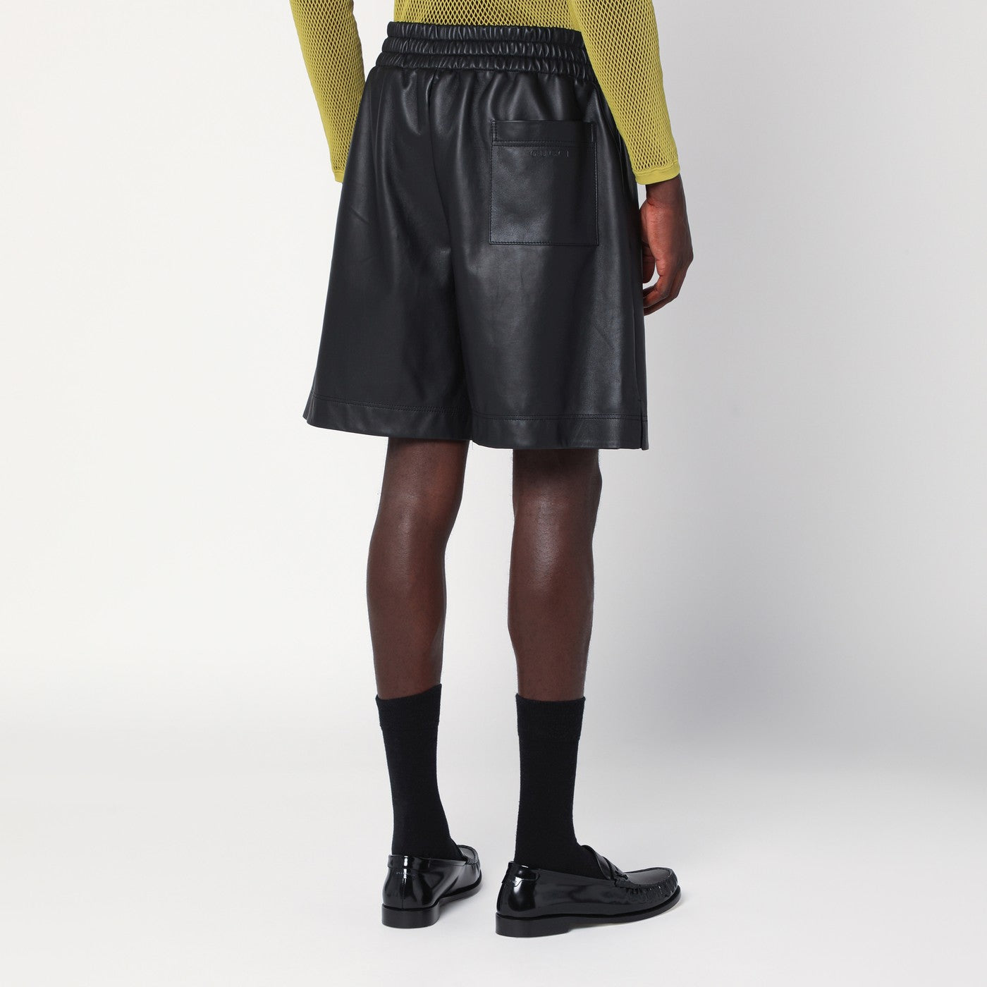 Schwarze Bermudashorts aus Leder