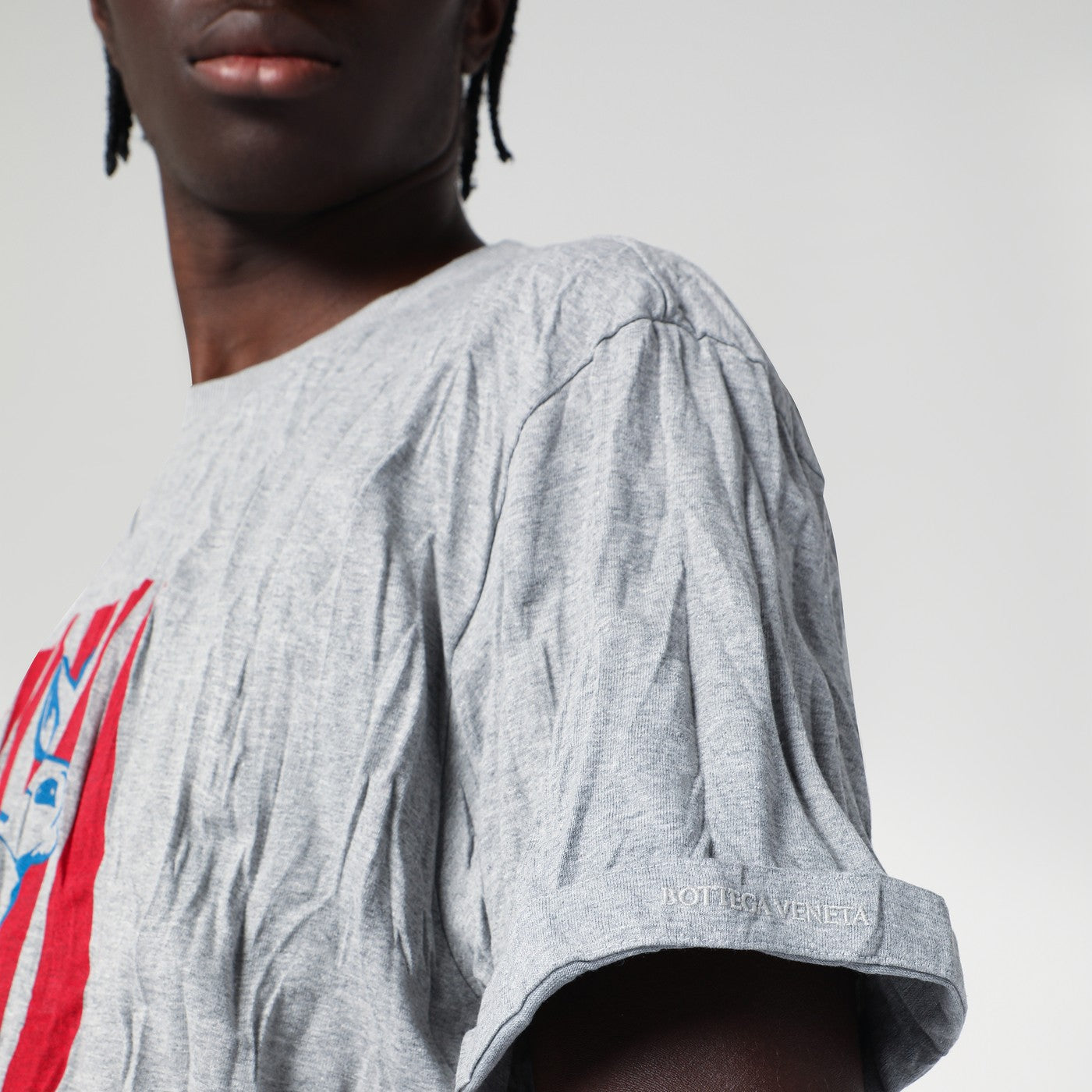 T-shirt in jersey di cotone stropicciato con stampa