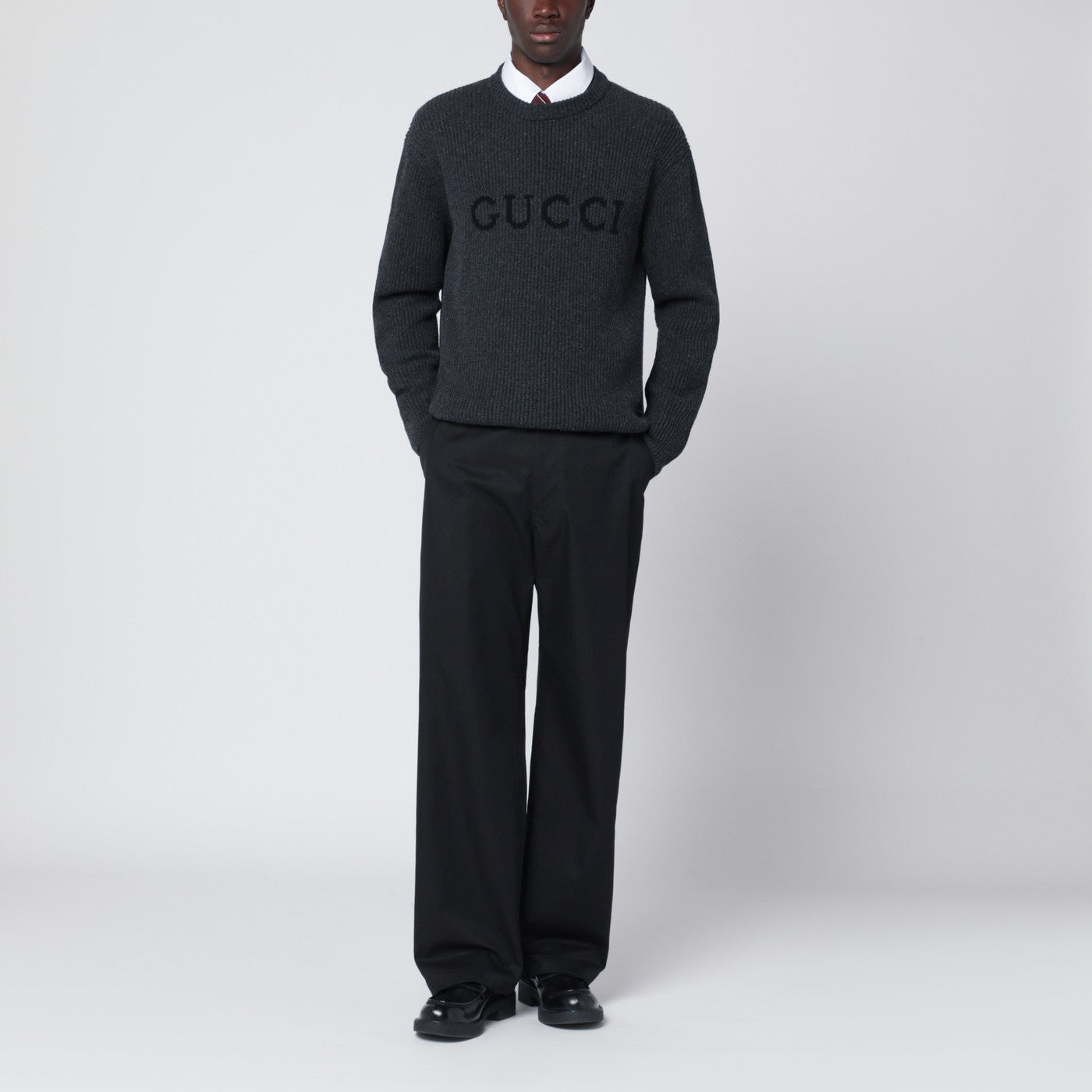 Maglione grigio in lana e cashmere