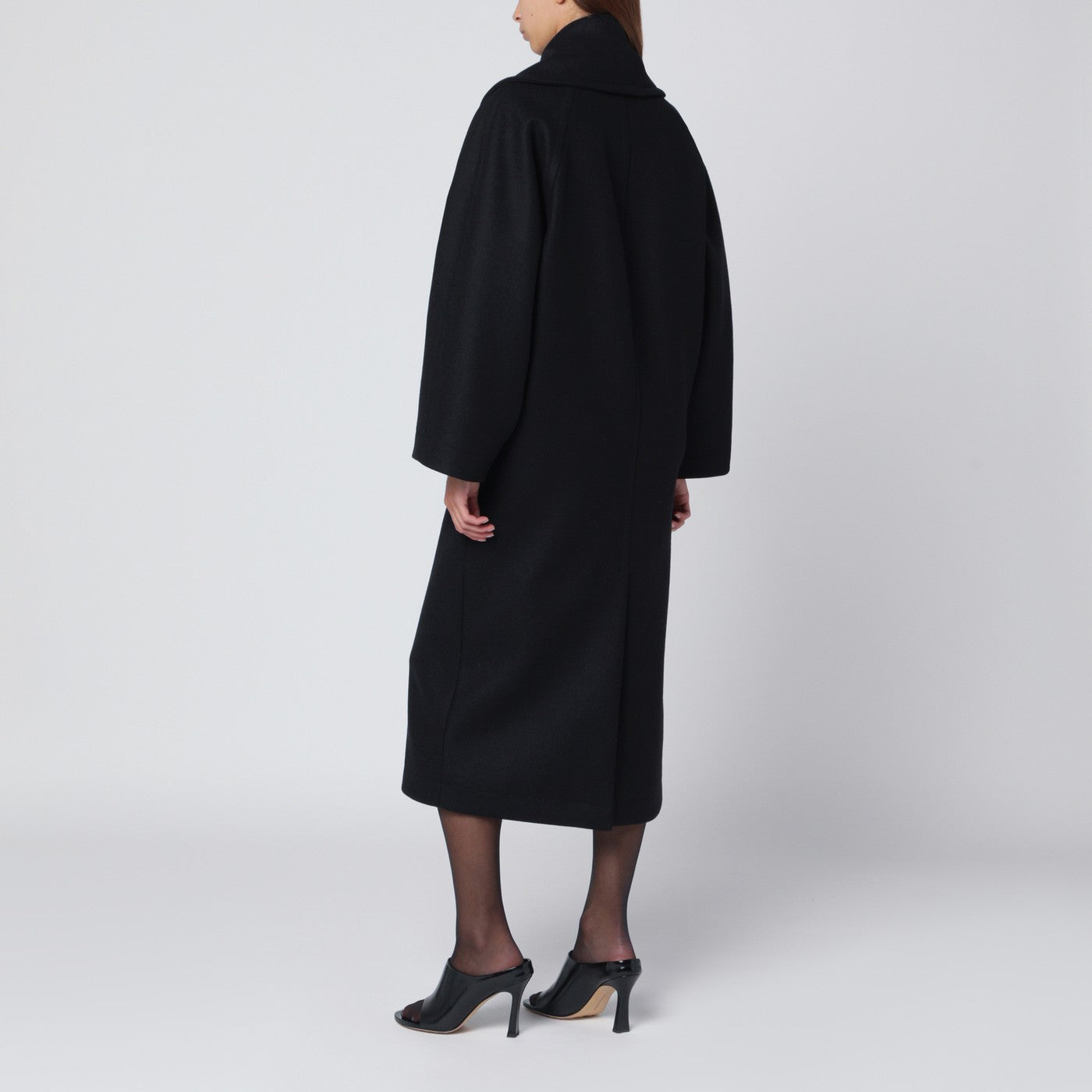 Bottega Veneta Black wool double-breasted coat | TheDoubleF