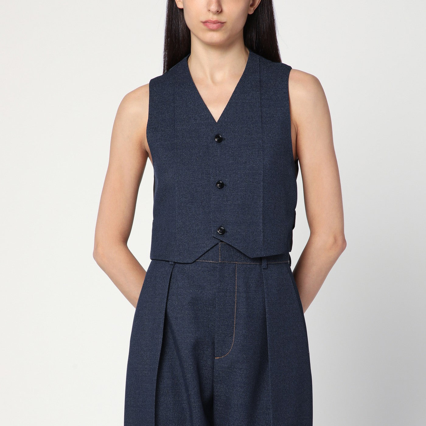 Gilet blu scuro in lana