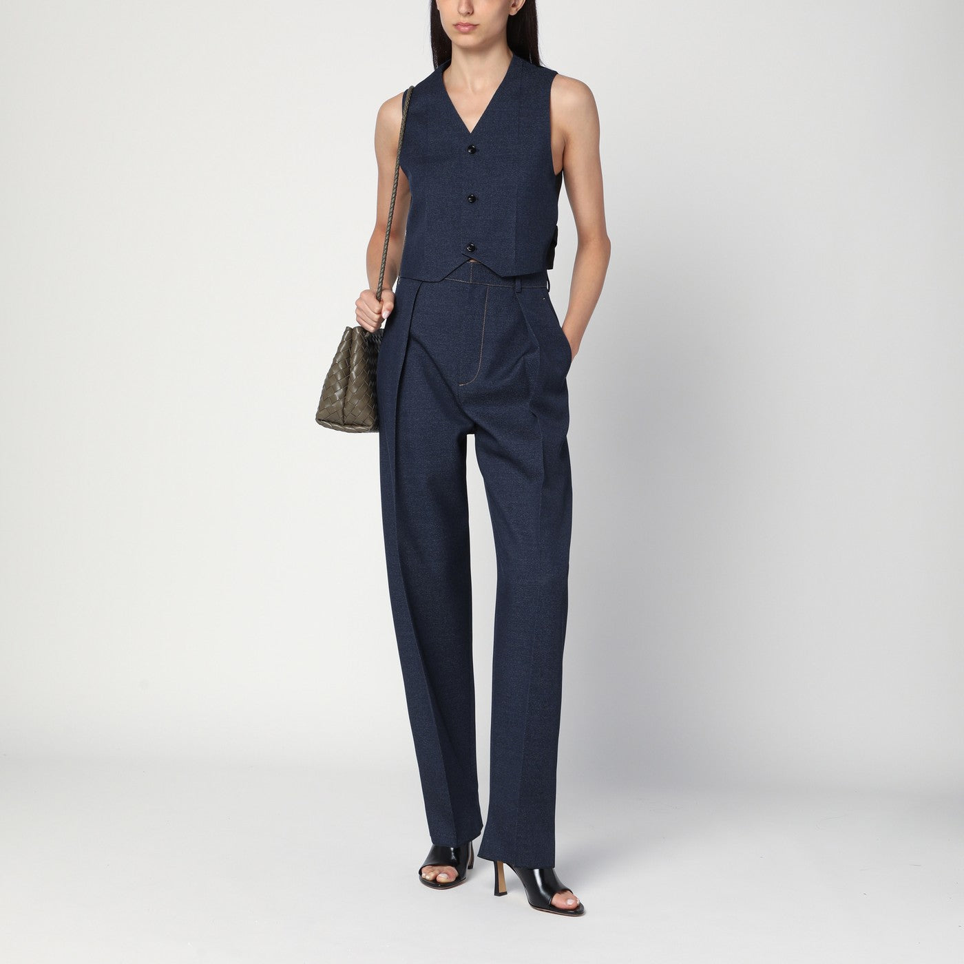 Gilet blu scuro in lana
