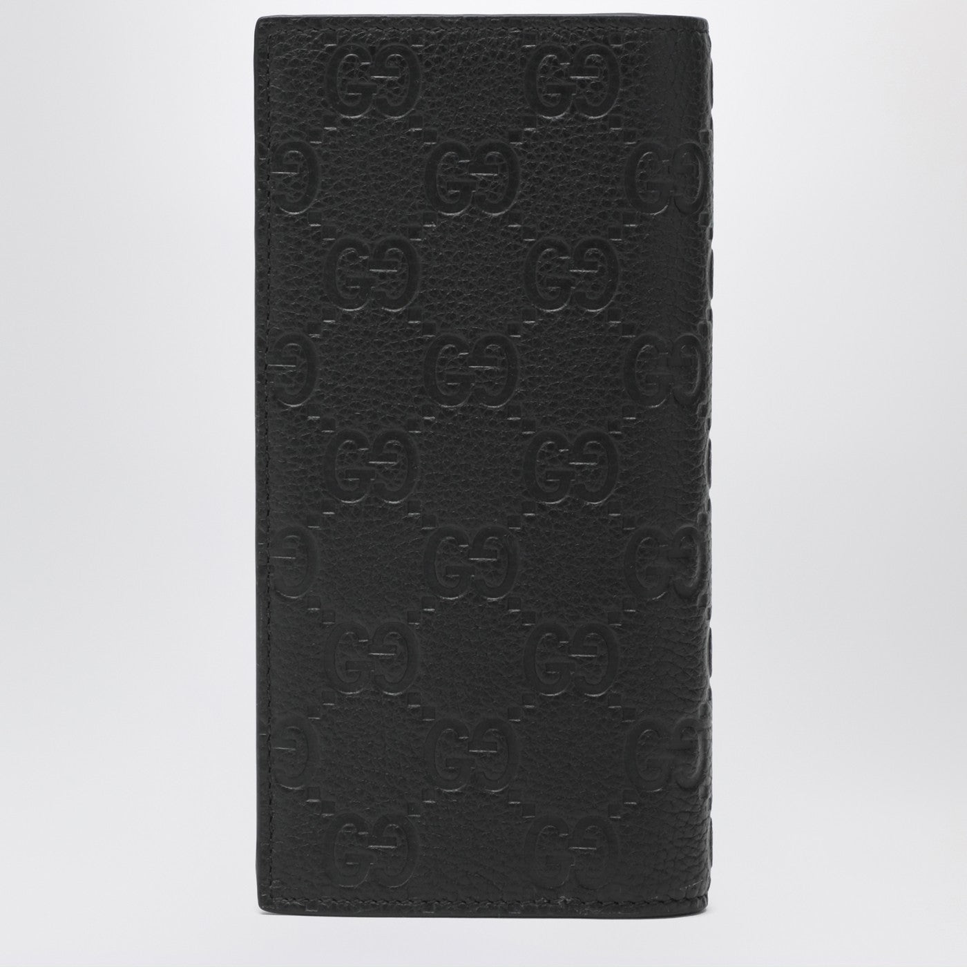 Long vertical wallet in black GG leather