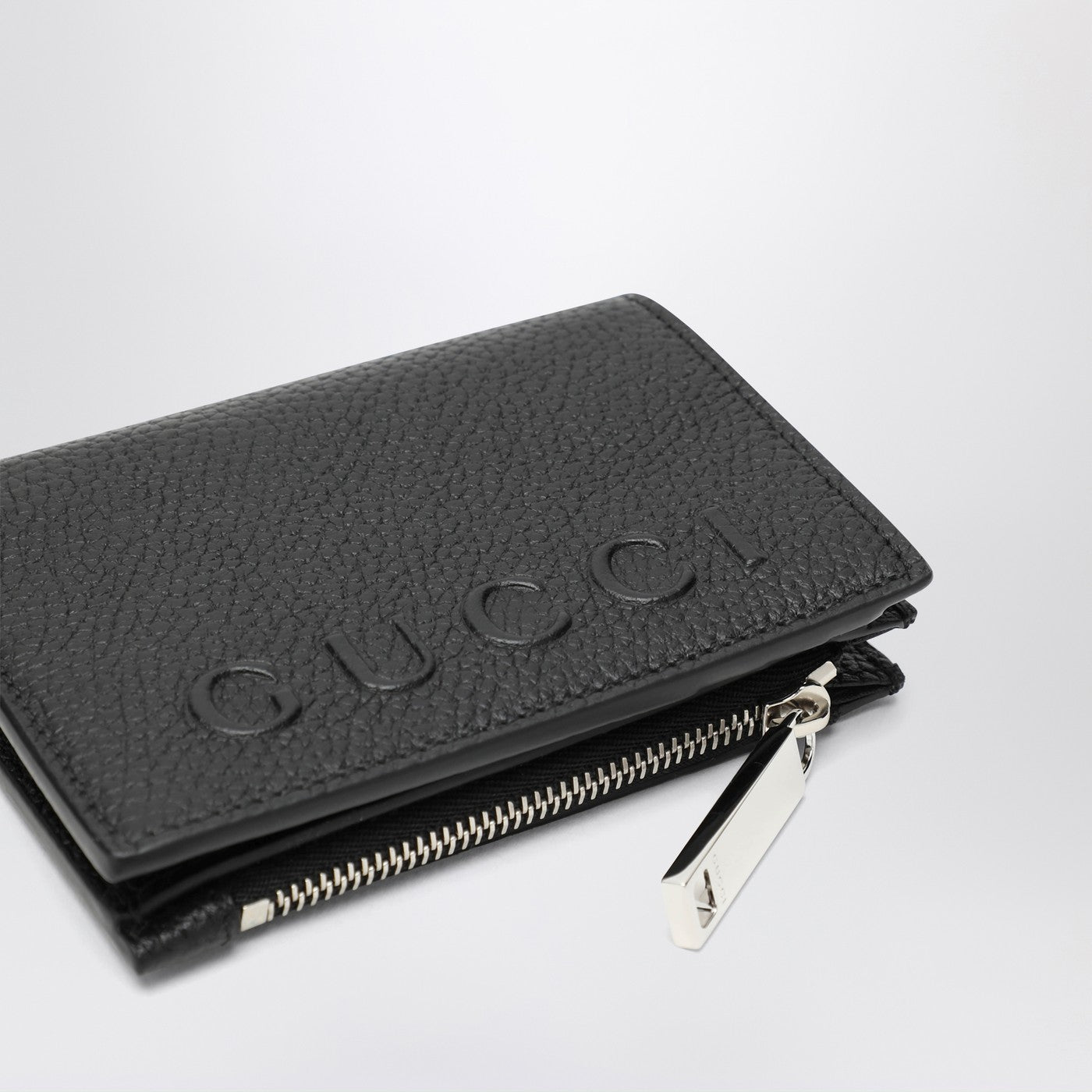 Portefeuille zippé noir avec logo