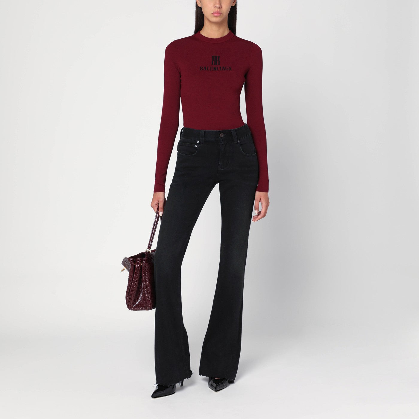 Pull Nano BB bordeaux côtelé