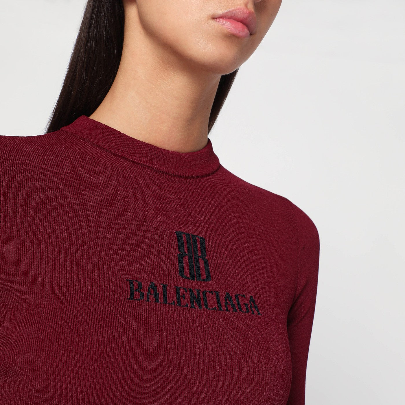 Pull Nano BB bordeaux côtelé
