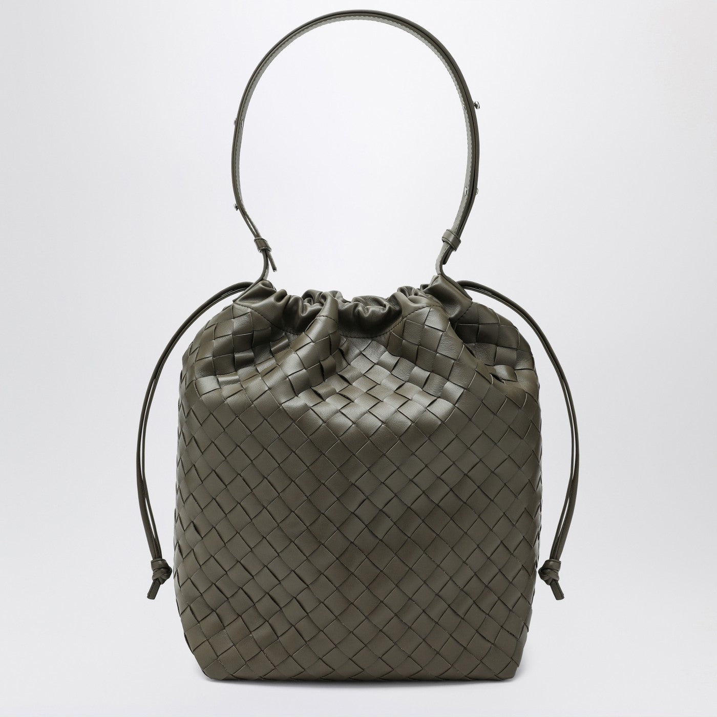 Sac seau en coleur Cypress en Intrecciato