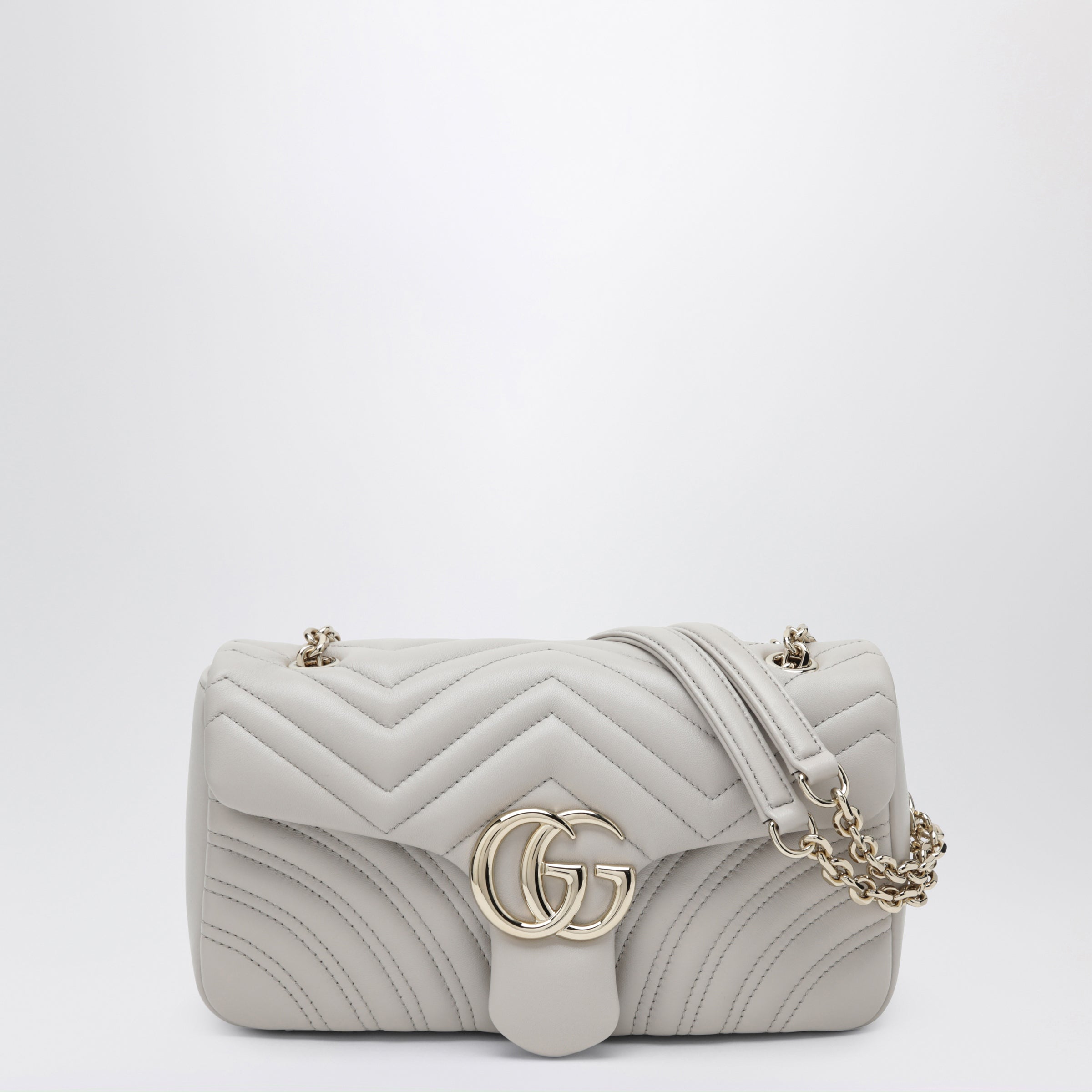 GUCCI GG Marmont medium light grey shoulder bag | TheDoubleF