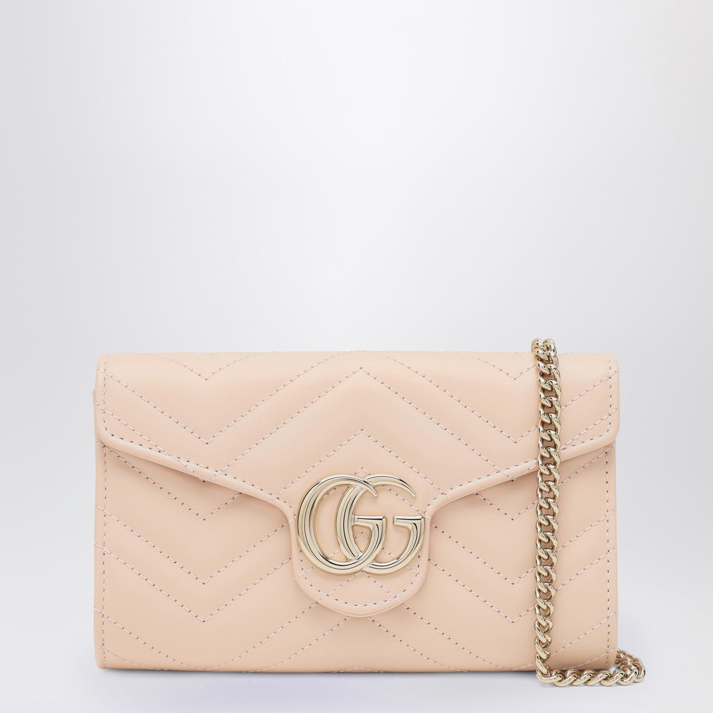 GG Marmont pink wallet with chain
