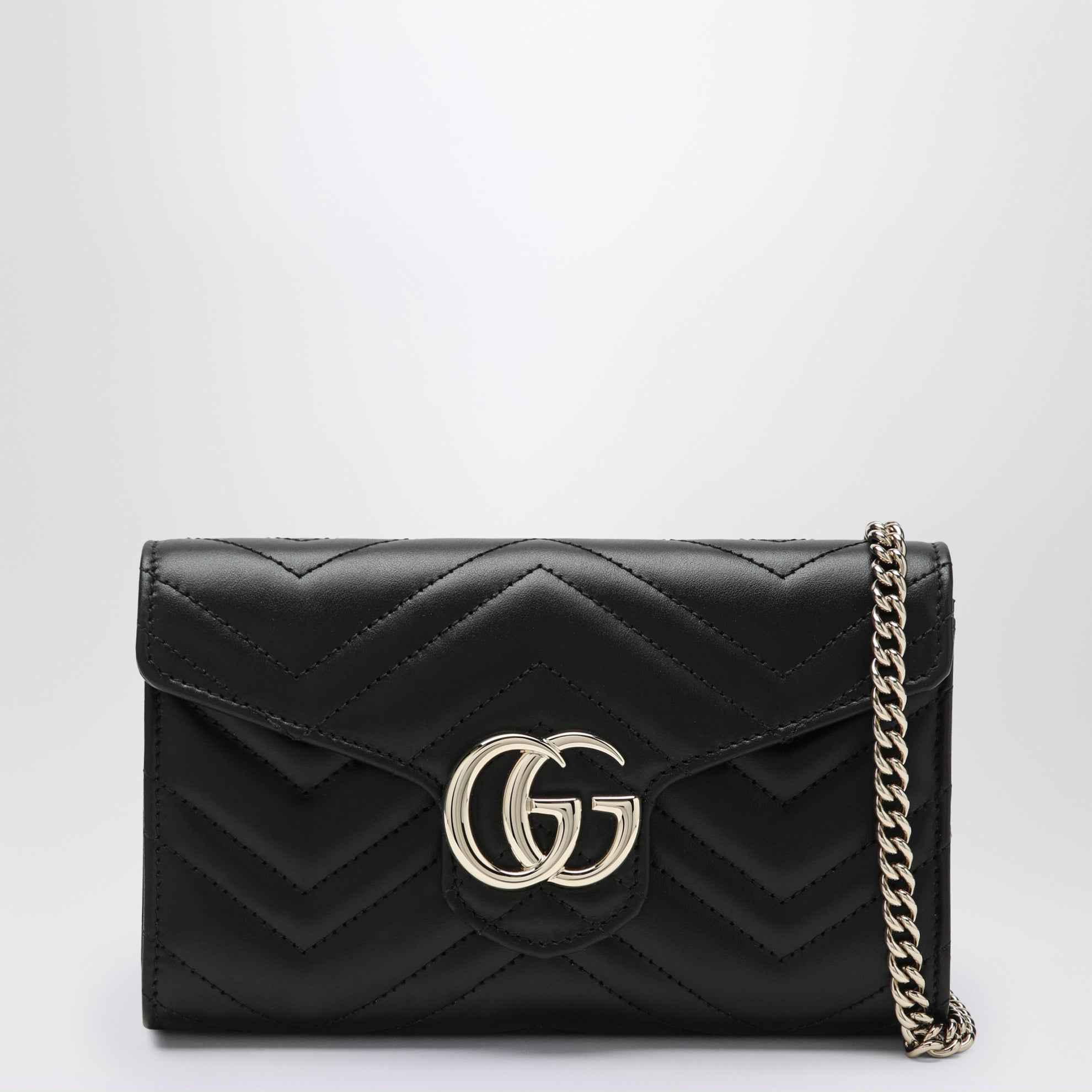 Black GG Marmont wallet with chain