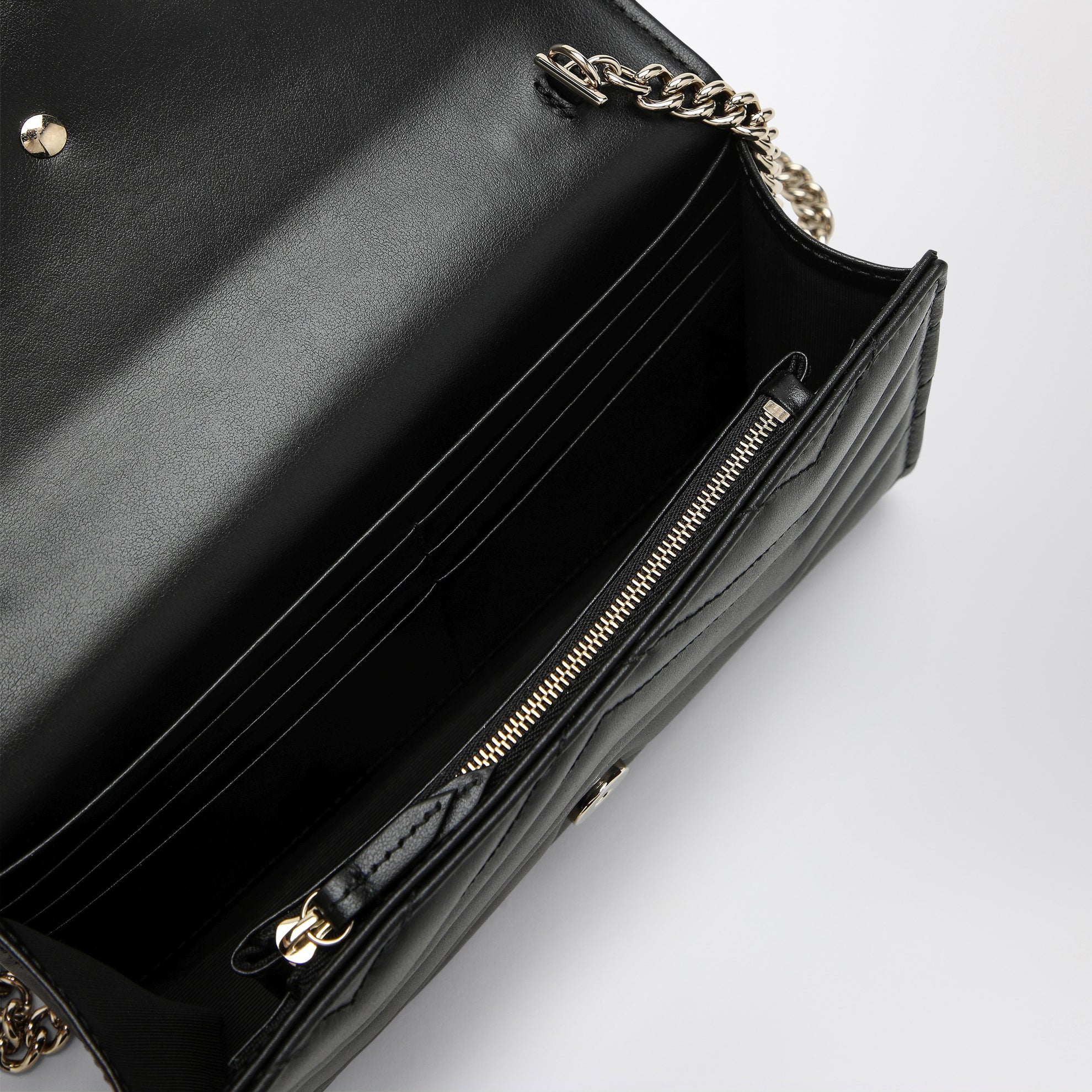 Black GG Marmont wallet with chain