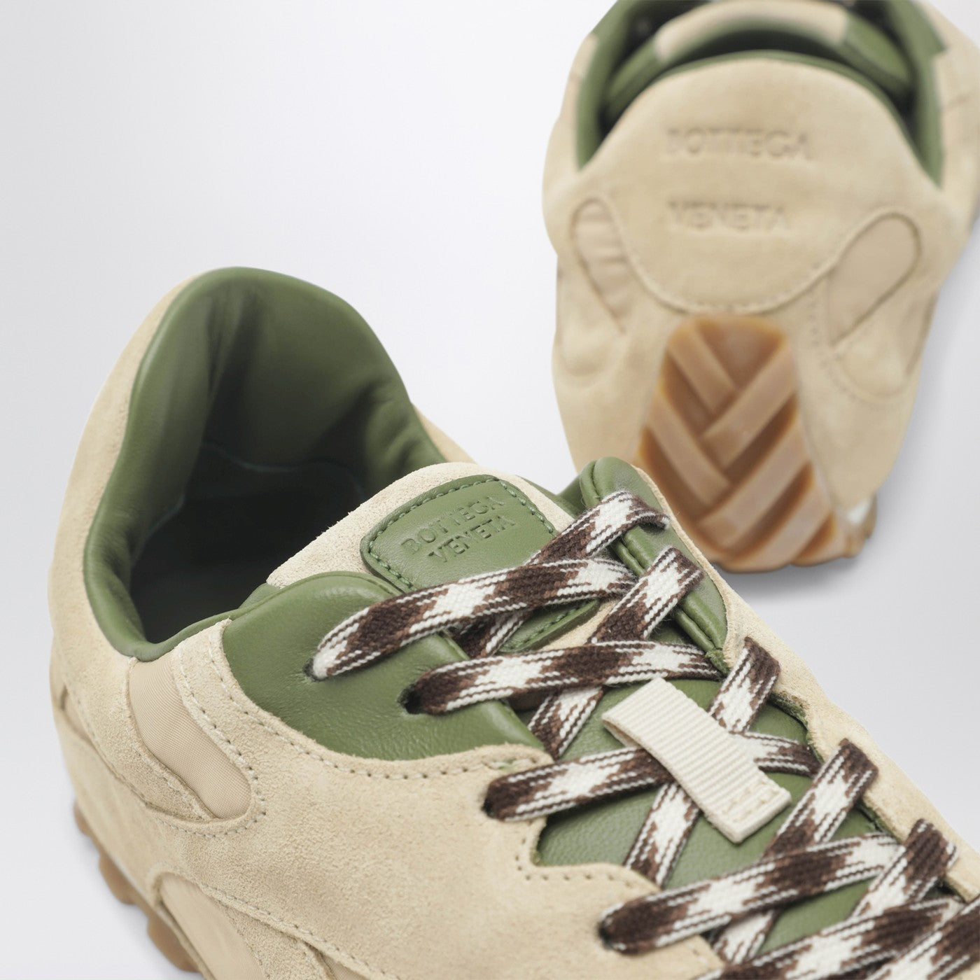Bottega Veneta Orbit Flash Tufo/Matcha Sneakers in suede and nylon