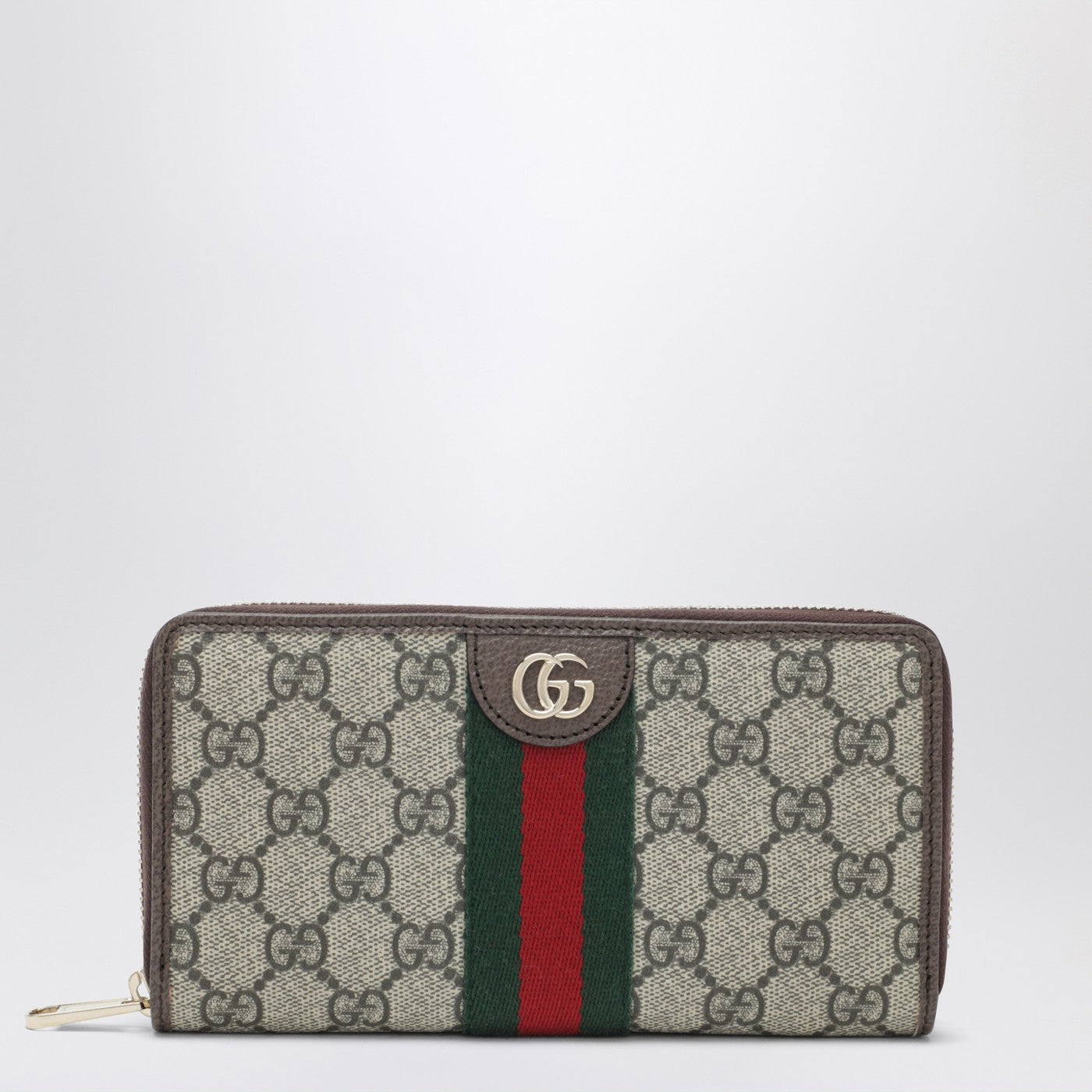 GUCCI Ophidia zip-around wallet in beige and brown GG Supreme