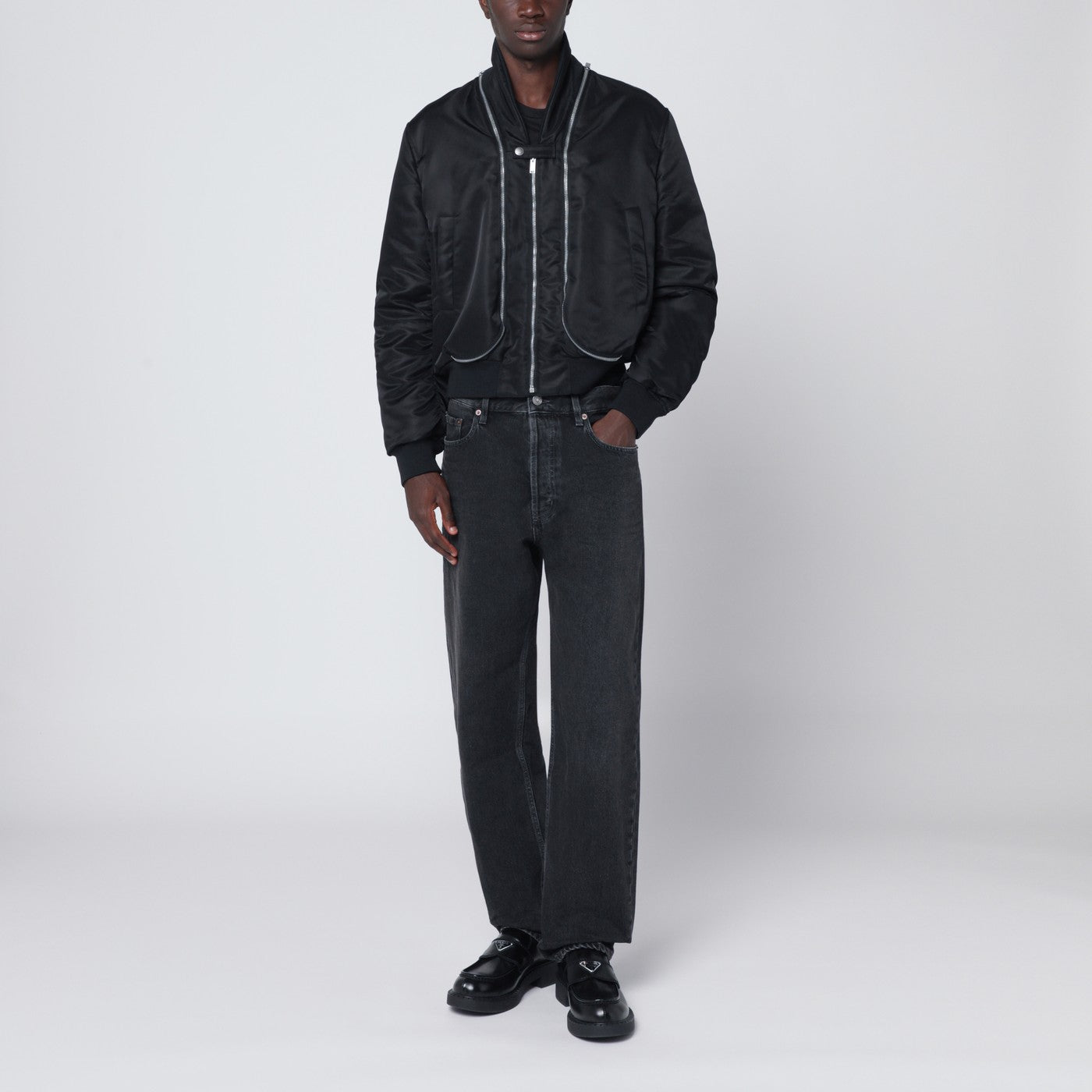 Alexander McQueen Black nylon zip bomber | TheDoubleF
