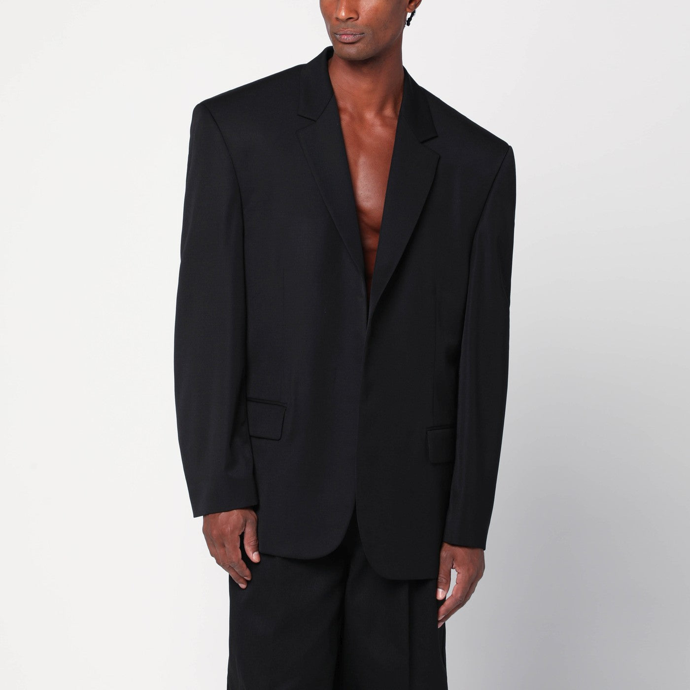 Single-breasted jacket black in wool