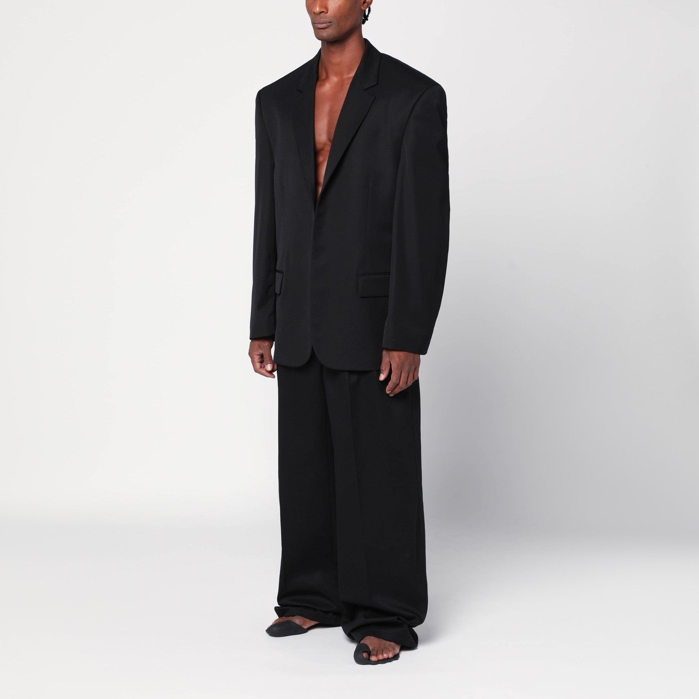 Single-breasted jacket black in wool