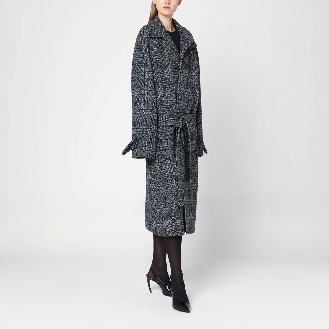 Raglan One Layer coat in black/grey check