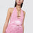 Robe en satin et dentelle rose