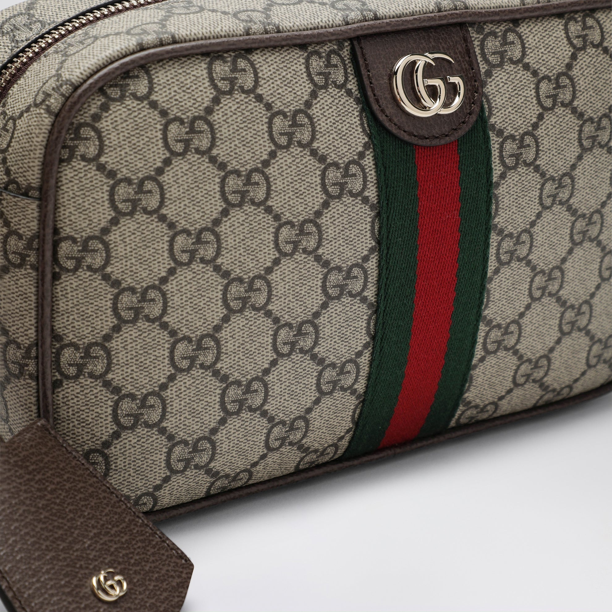 Camera bag Ophidia piccola in tessuto GG beige