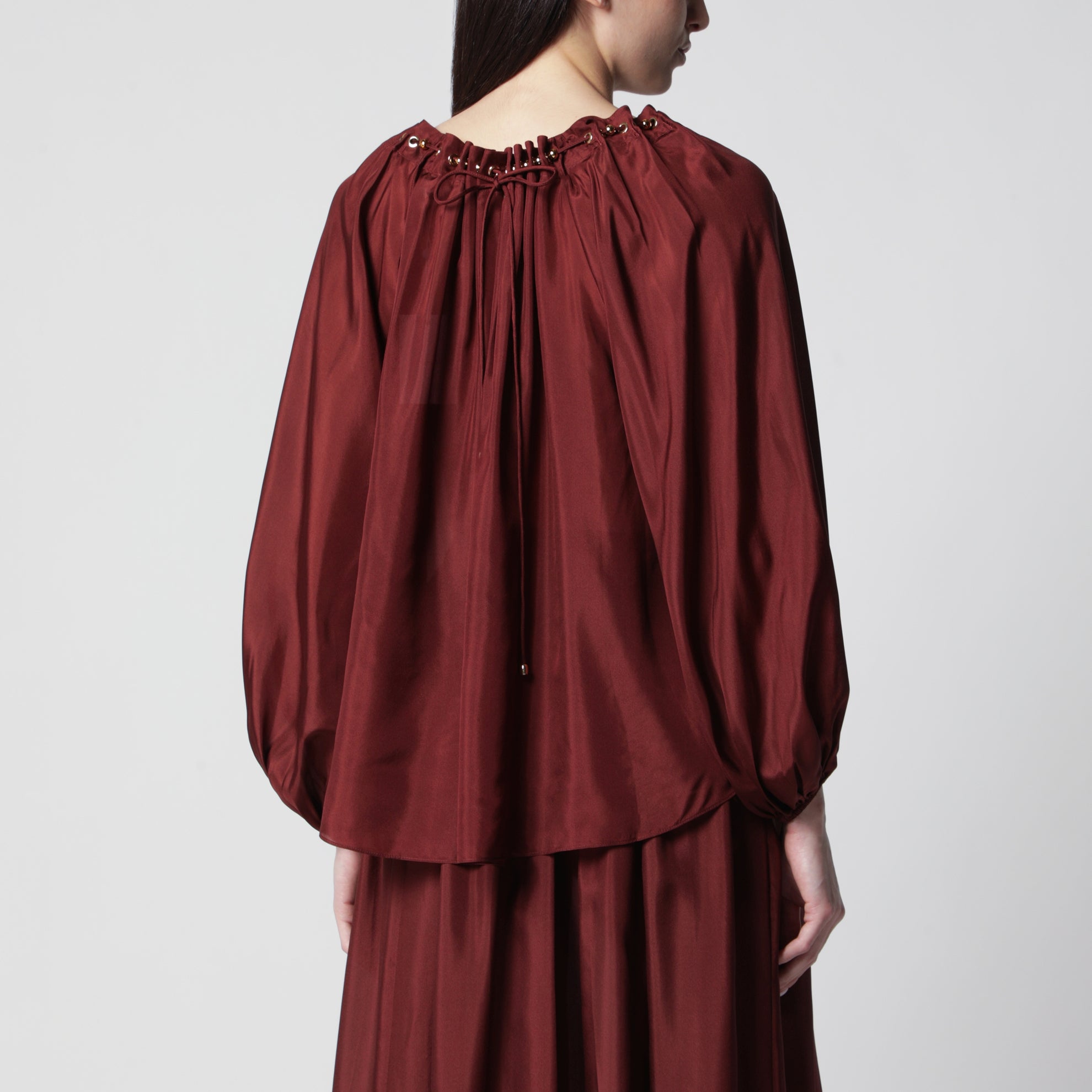 Blusa arricciata Aster in Merlot
