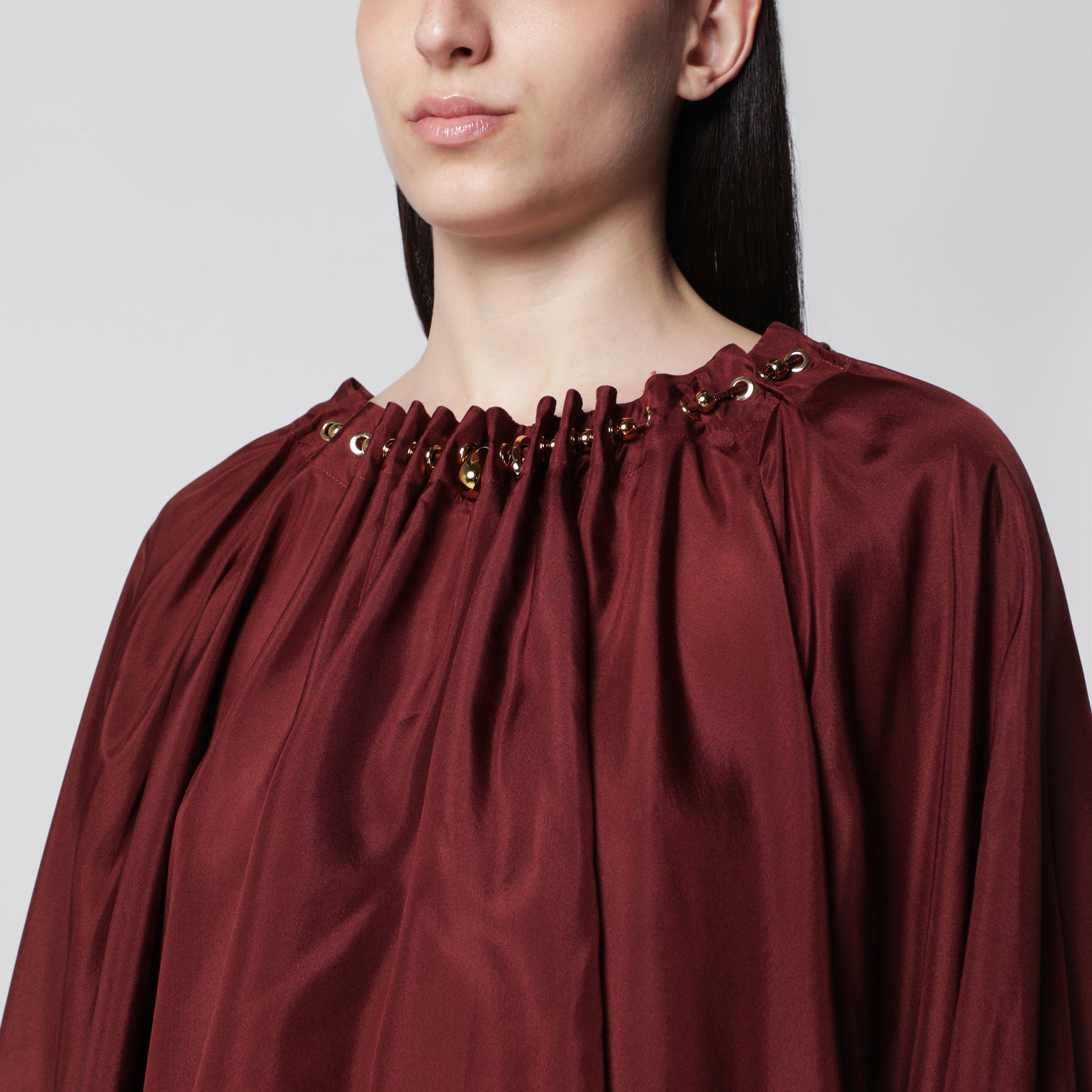 Blusa arricciata Aster in Merlot