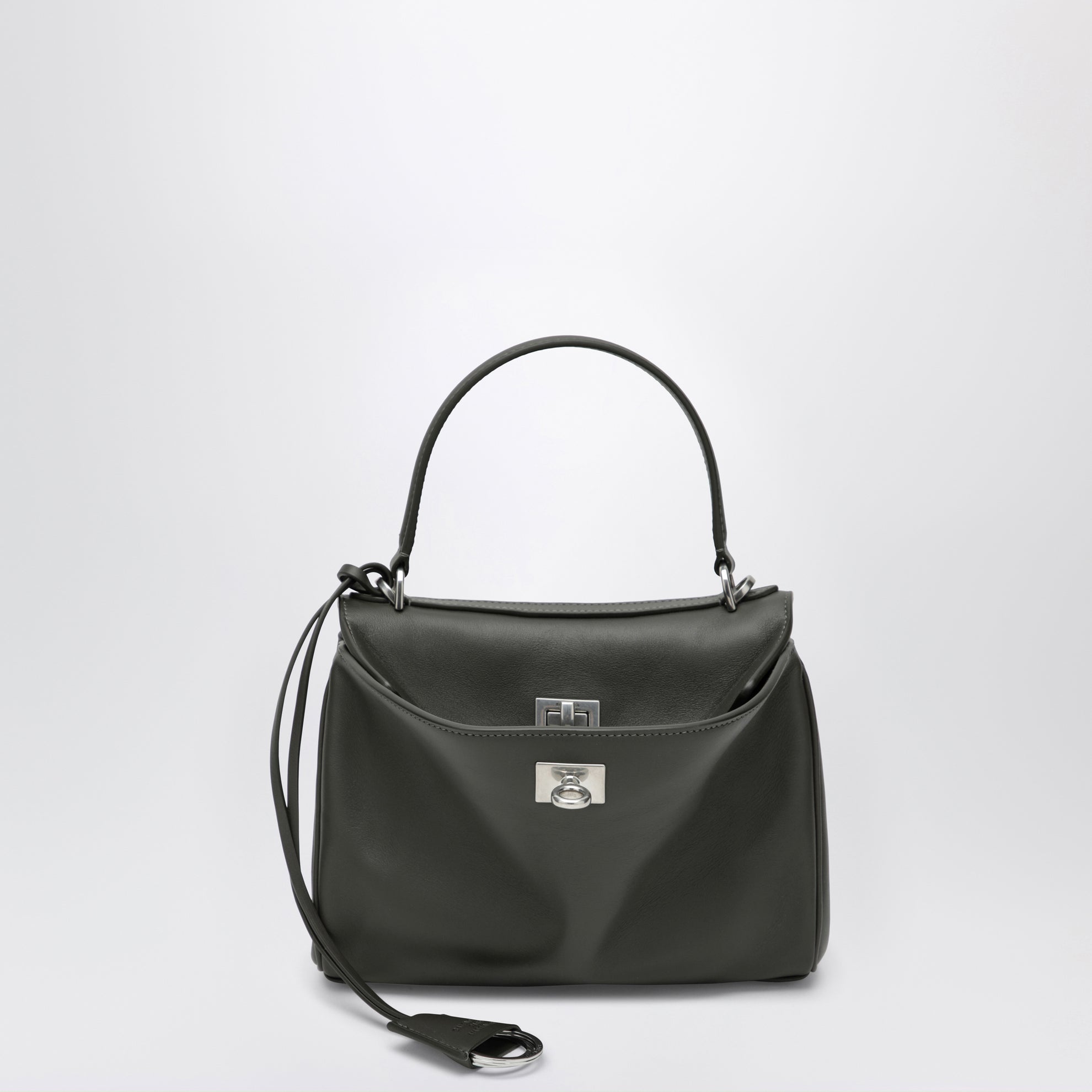 Mini Rodeo Tasche in Khaki aus glattem Kalbsleder