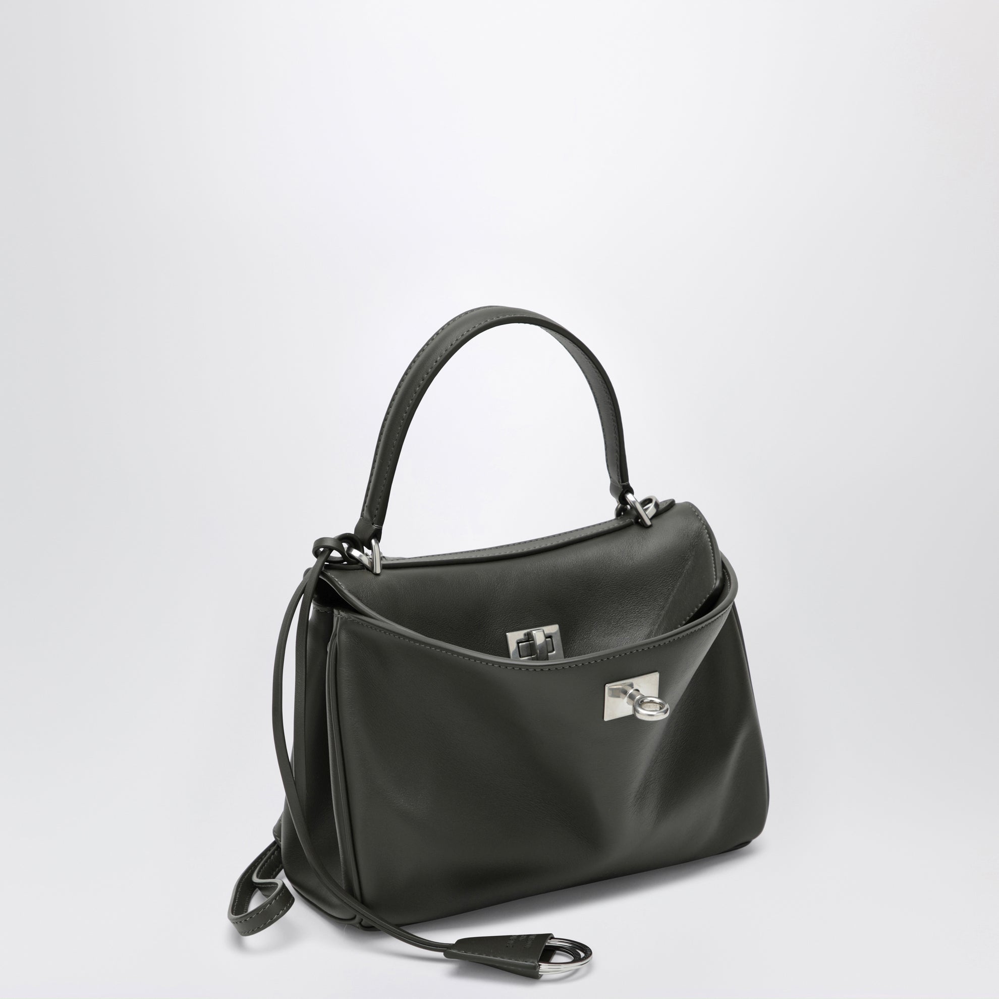 Mini Rodeo Tasche in Khaki aus glattem Kalbsleder