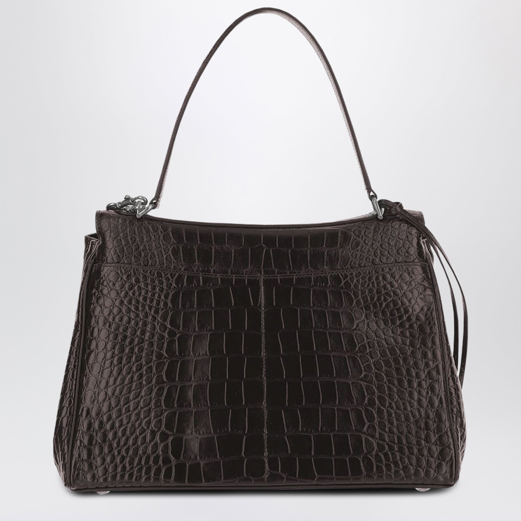 Rodeo mini handbag in espresso crocodile-embossed leather