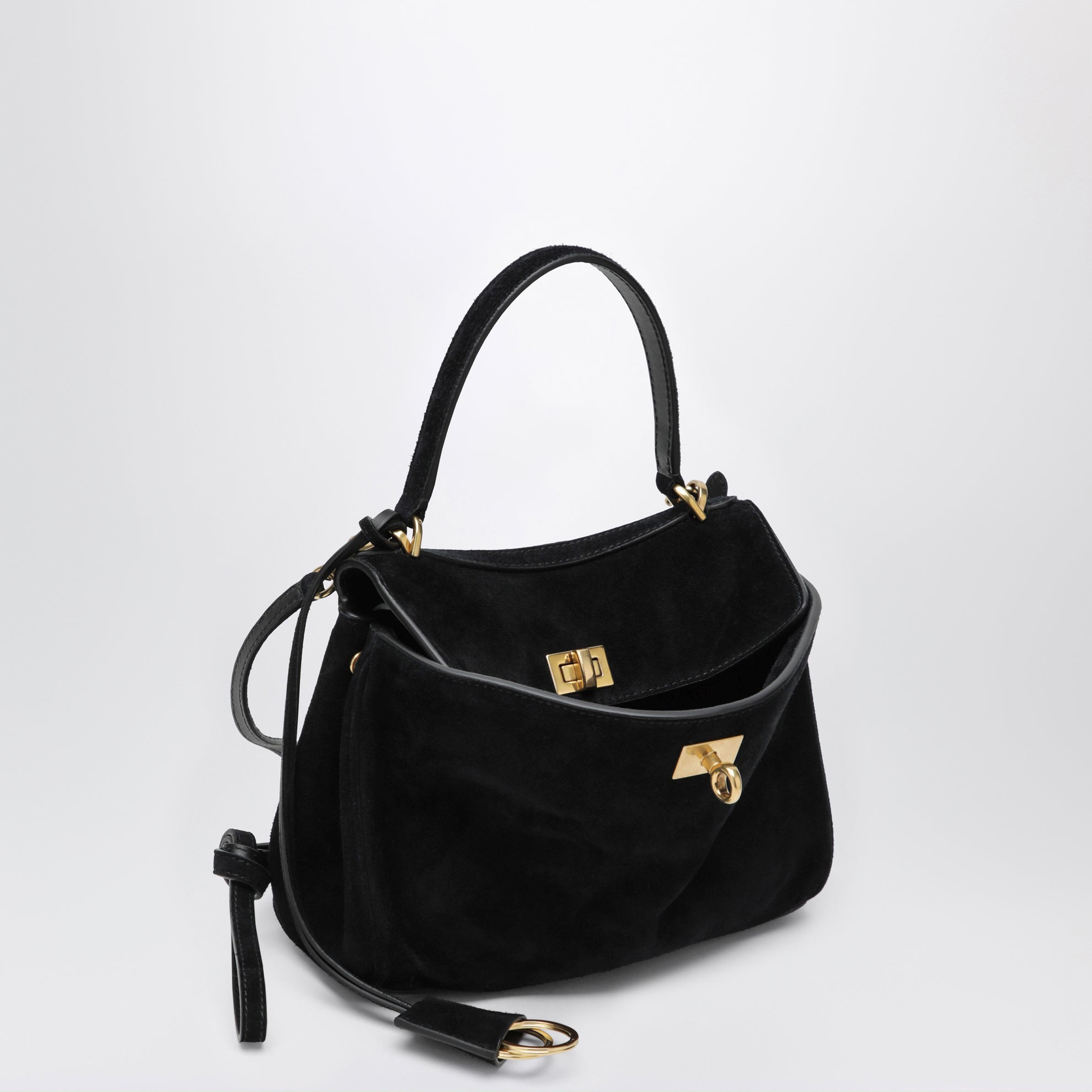 Rodeo Mini handbag in calf suede, black