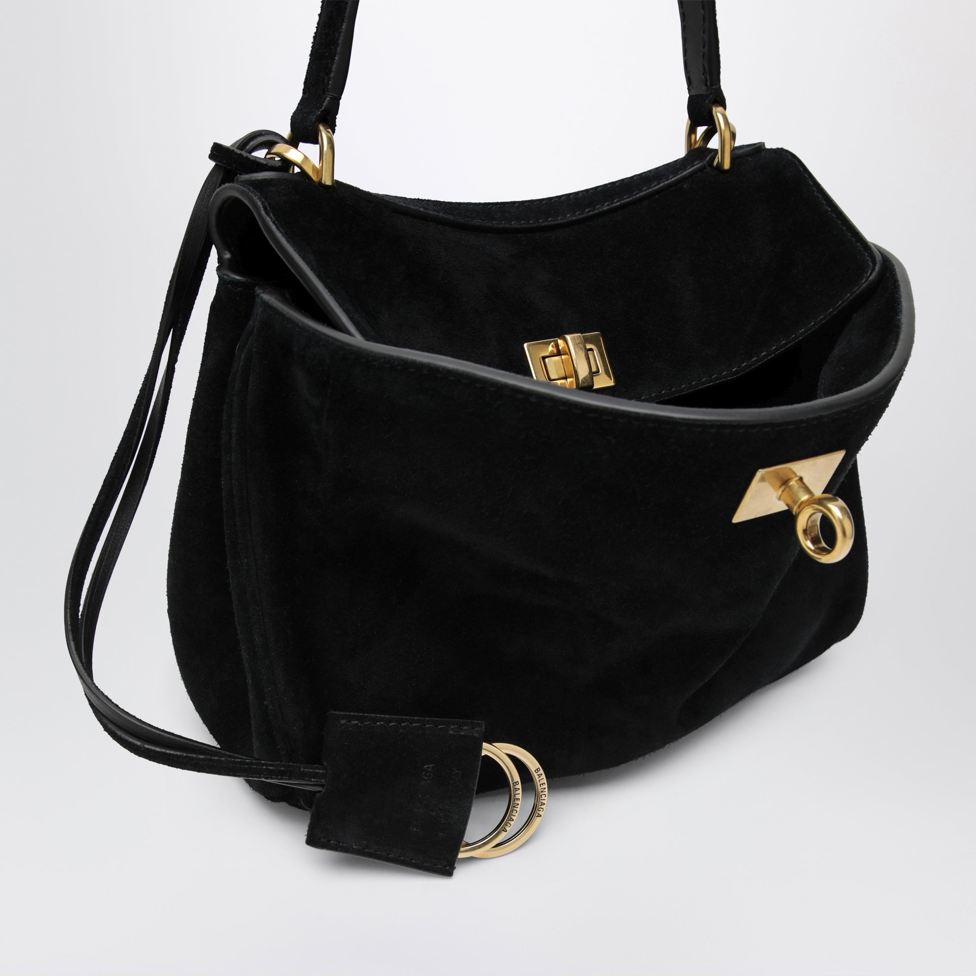 Rodeo Mini handbag in calf suede, black