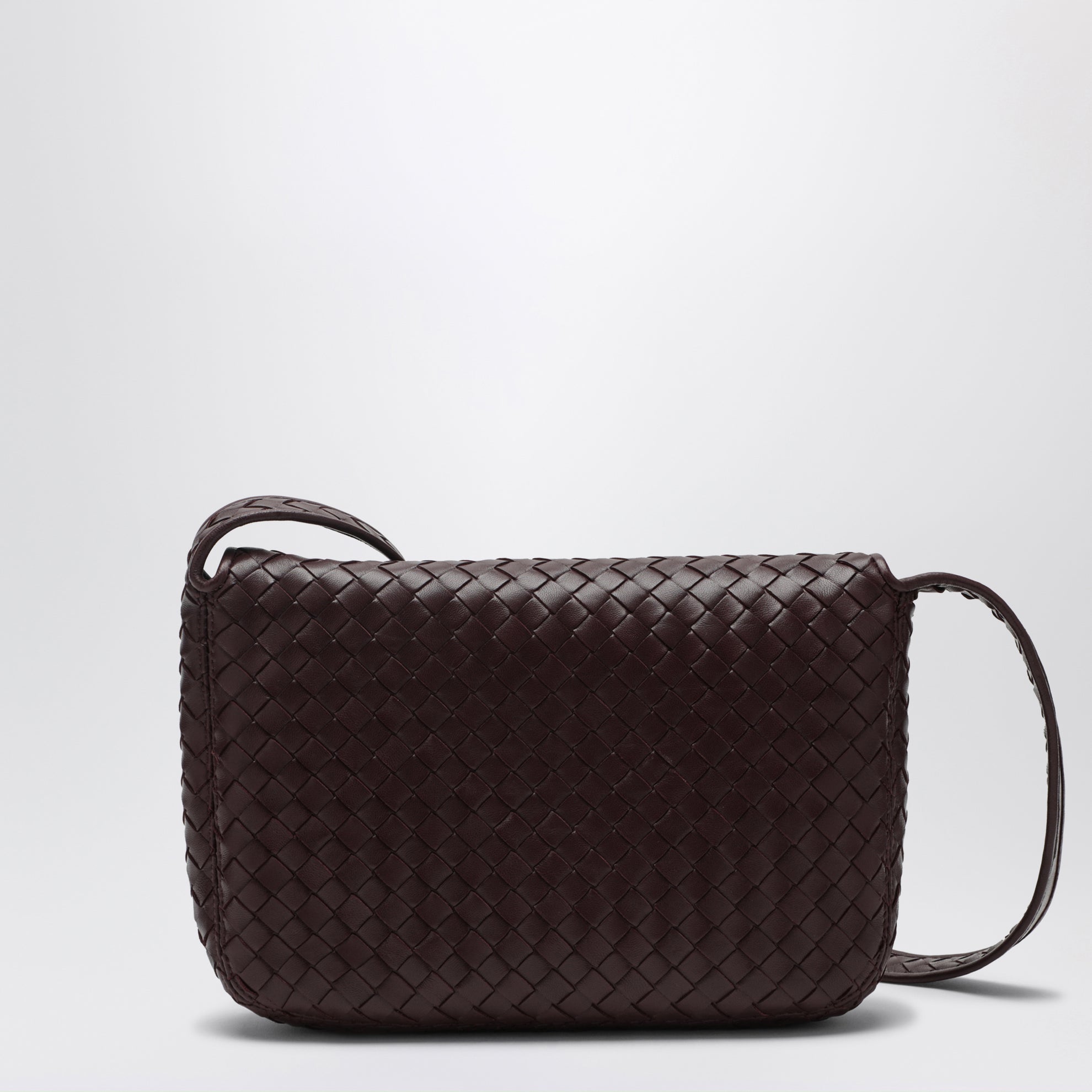 Braided leather shoulder bag mahogany