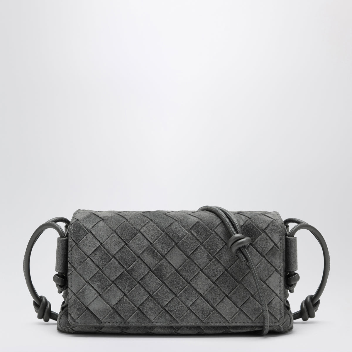 Notturno bag in grey Intrecciato suede