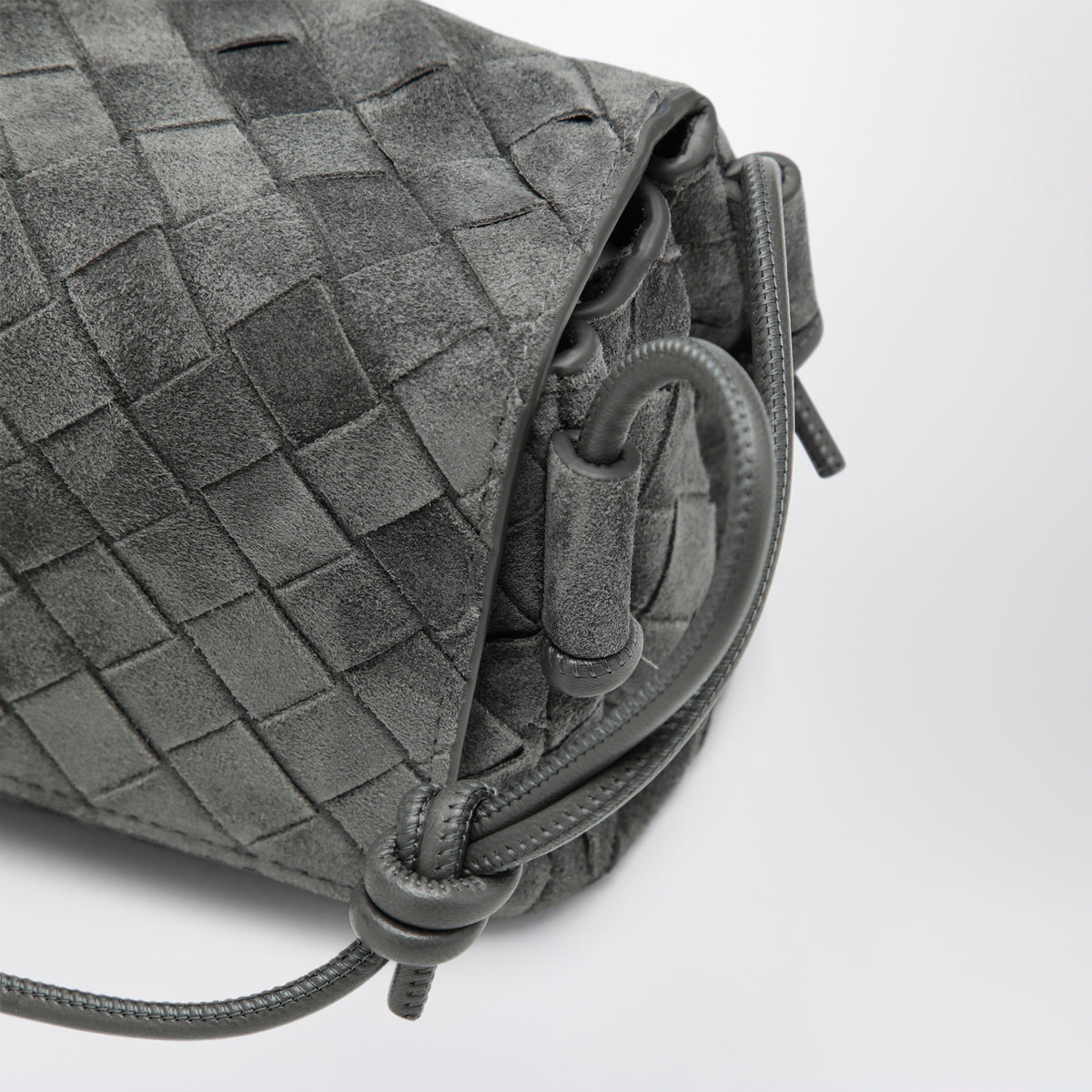 Notturno bag in grey Intrecciato suede