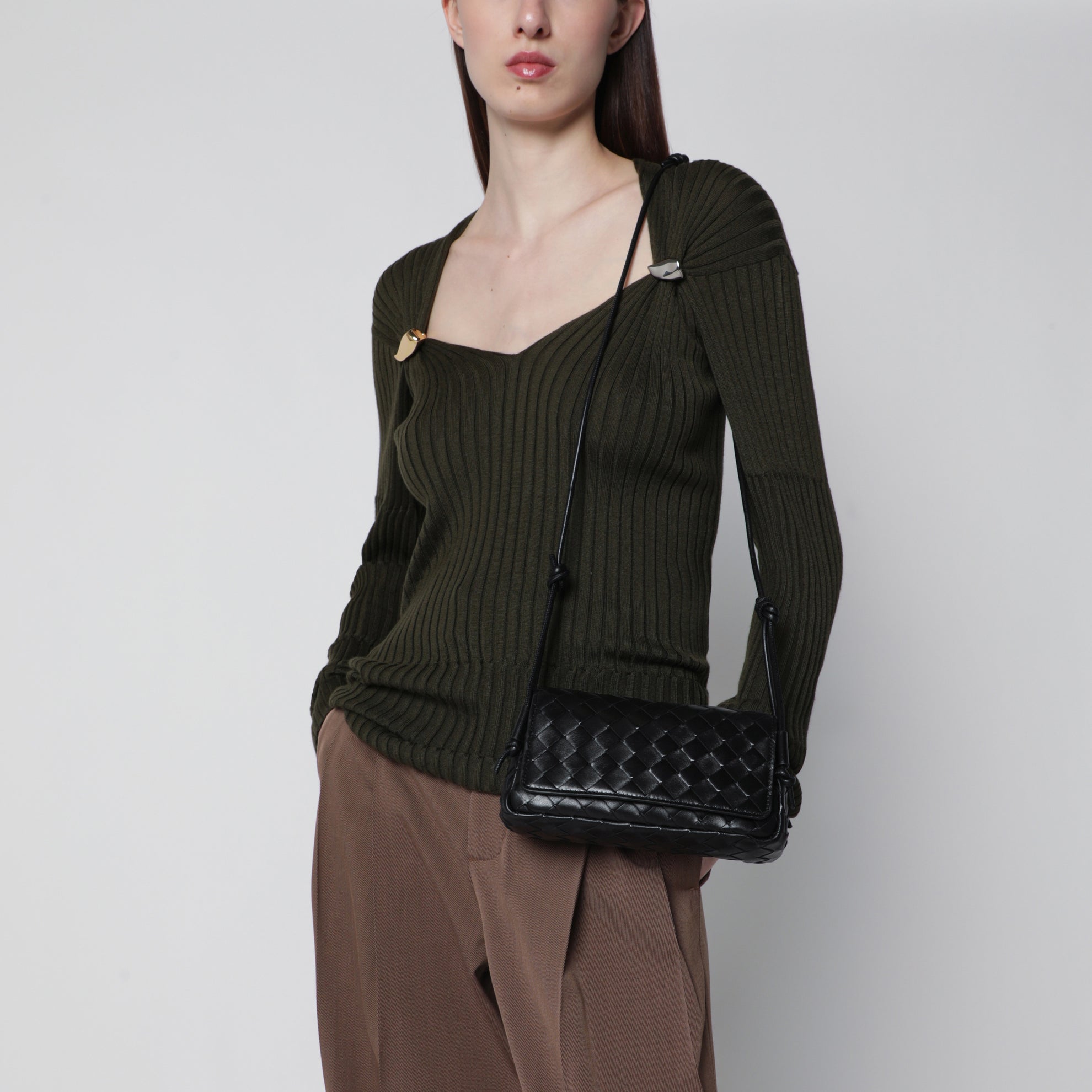 Black Notturno bag in woven fabric
