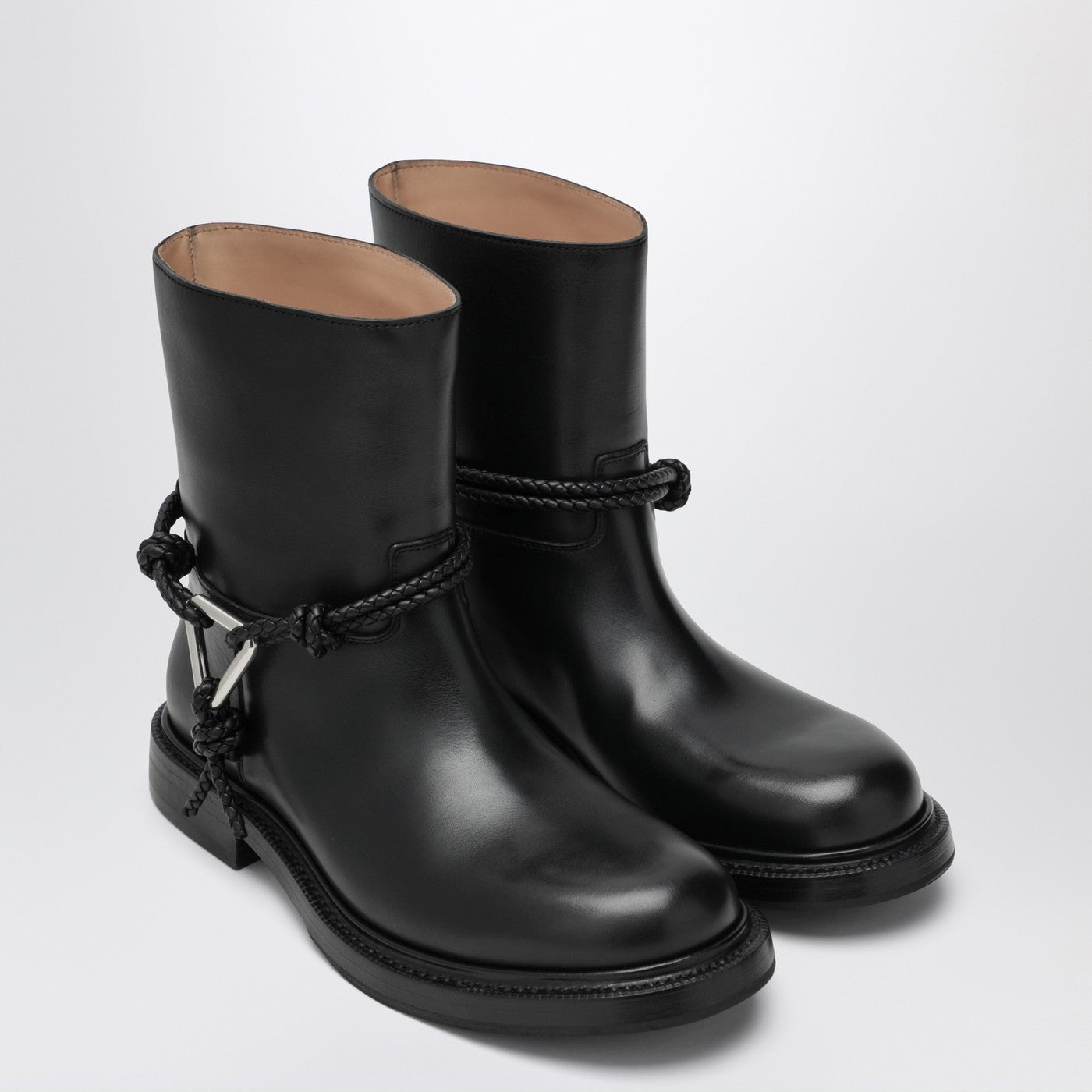 Black James leather ankle boots