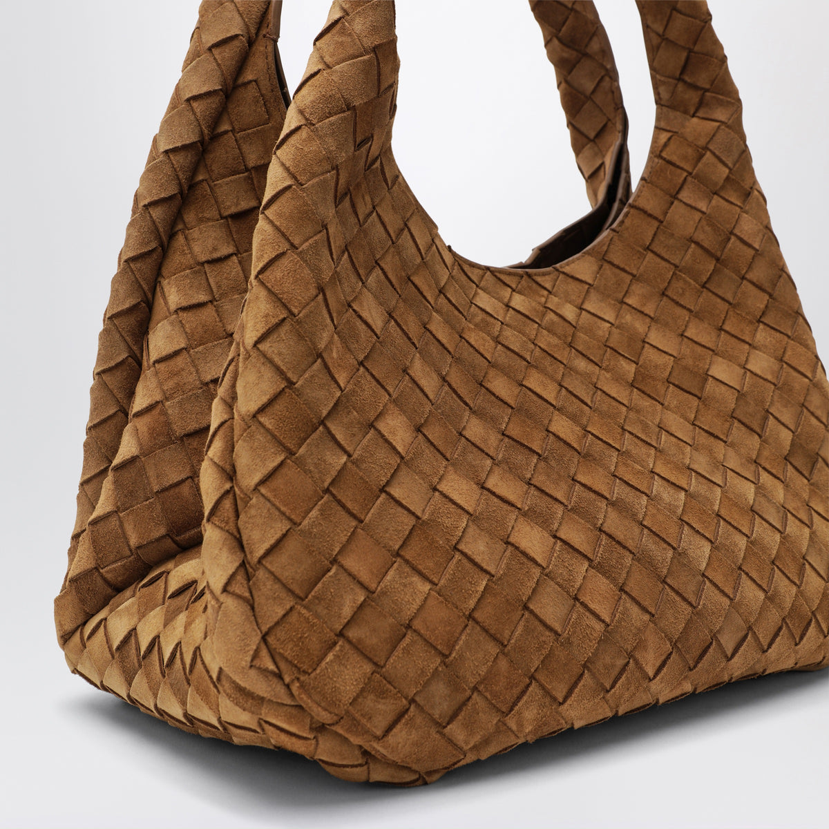 Dark caramel Campana shoulder bag in suede