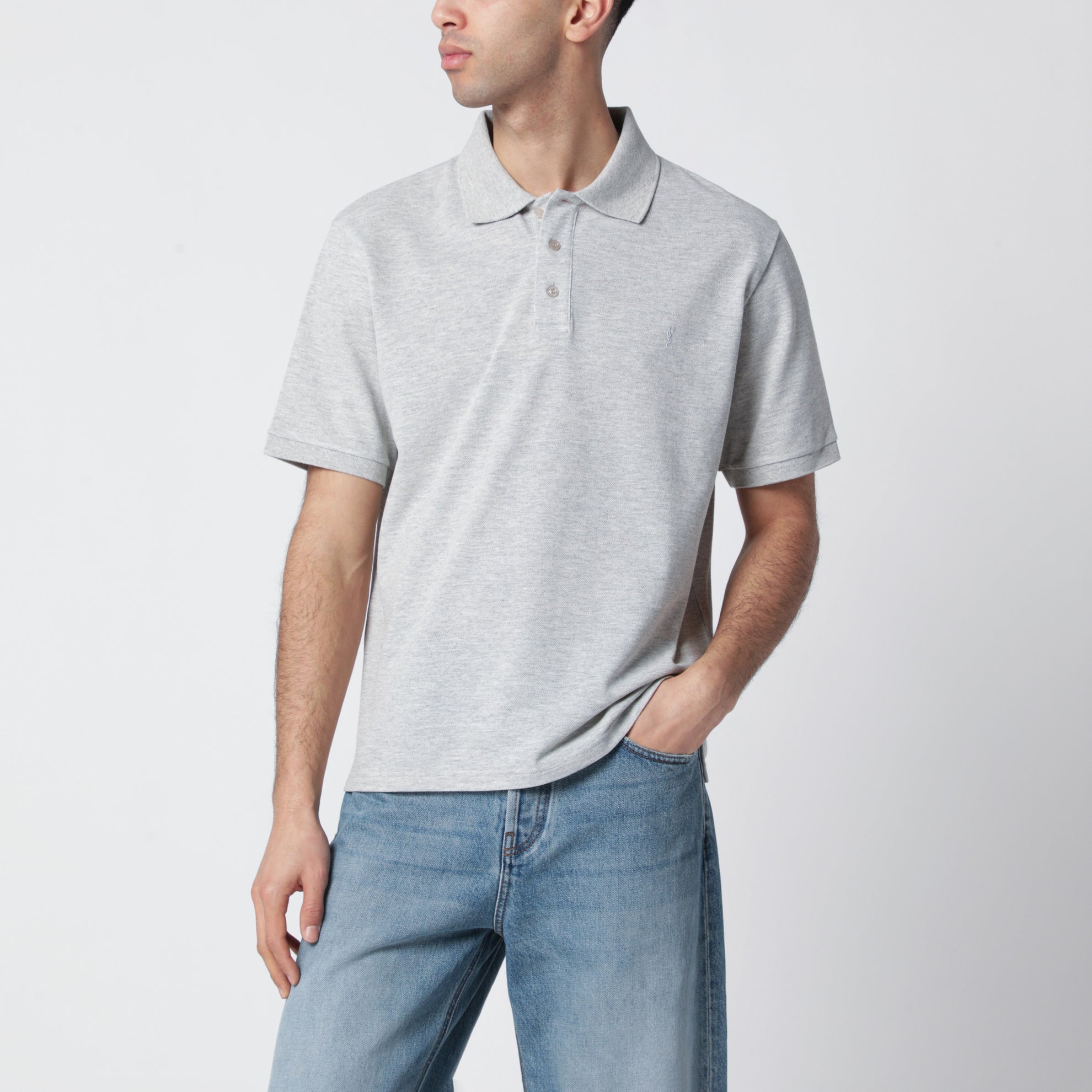 Graues Polo Aus Baumwollpiqué Mit Cassandre-Logo