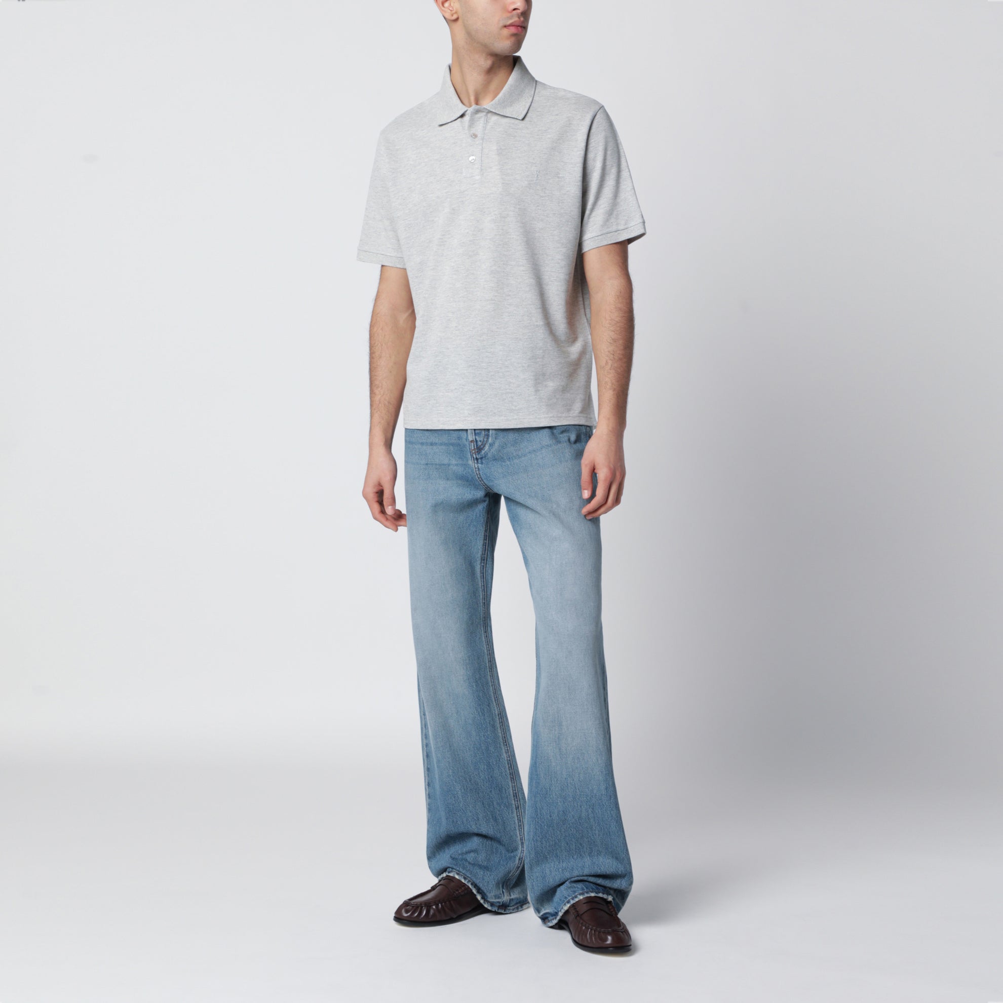 Graues Polo Aus Baumwollpiqué Mit Cassandre-Logo