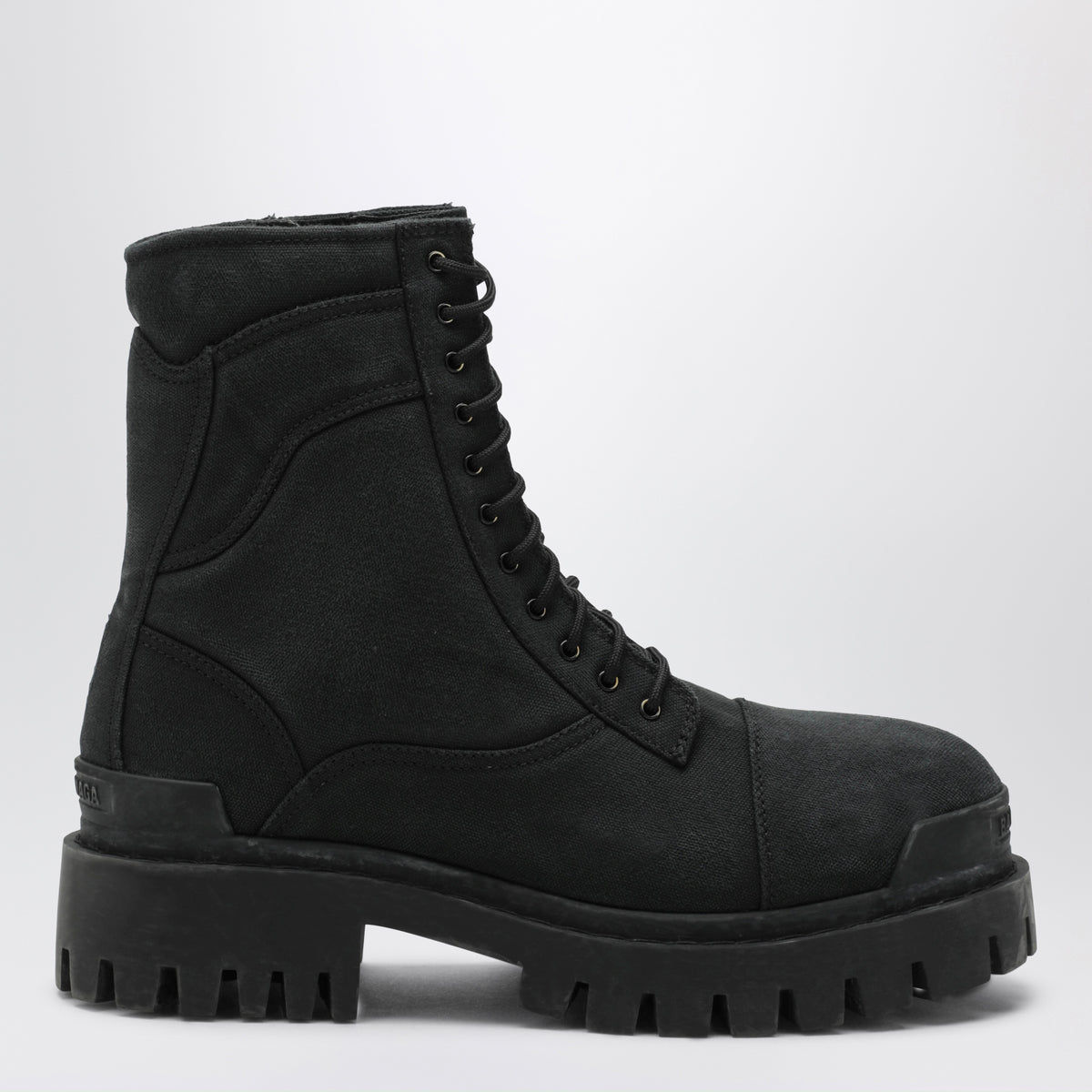 Black Combat Strike cotton-canvas boots