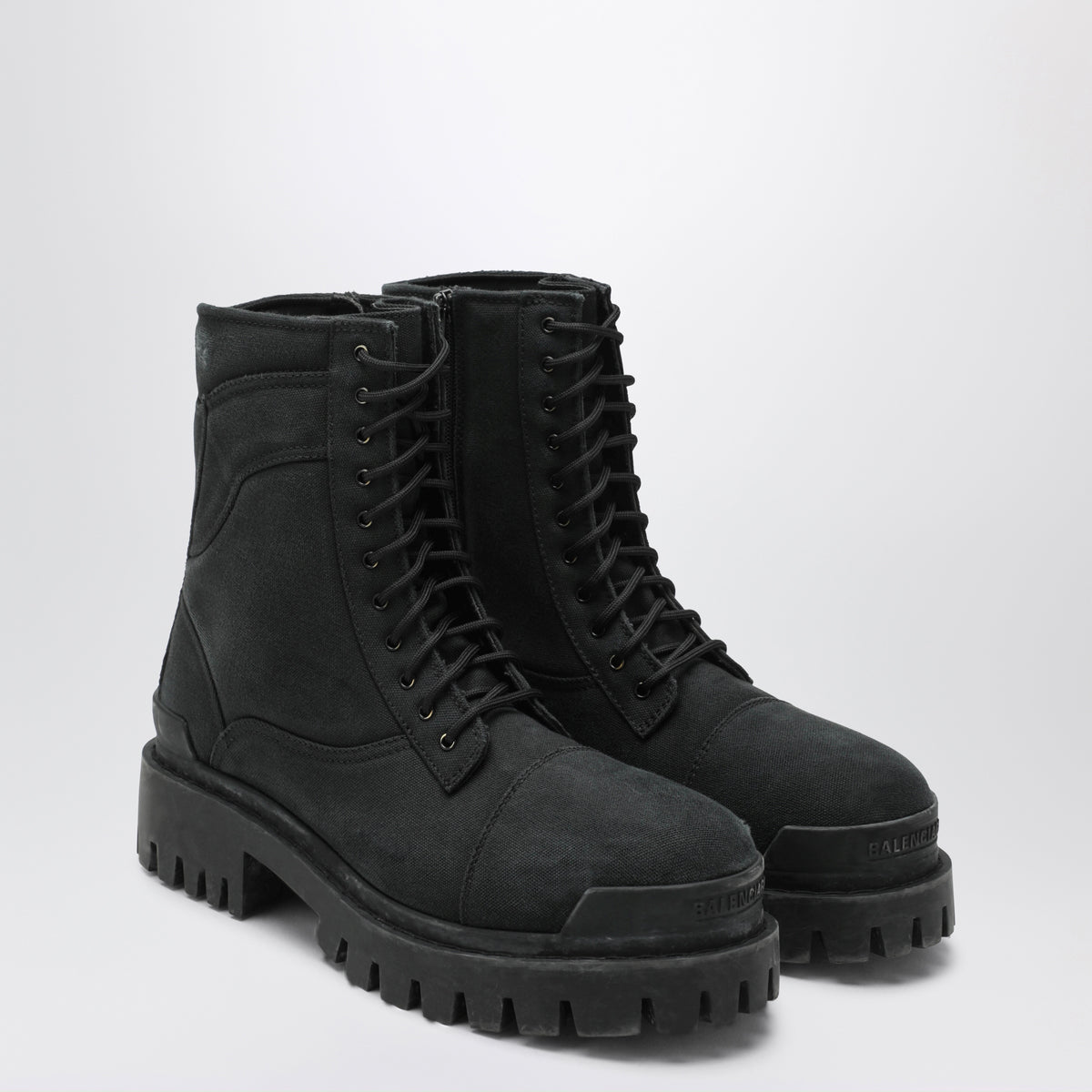 Black Combat Strike cotton-canvas boots