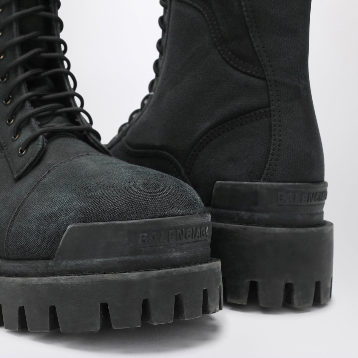 Black Combat Strike cotton-canvas boots