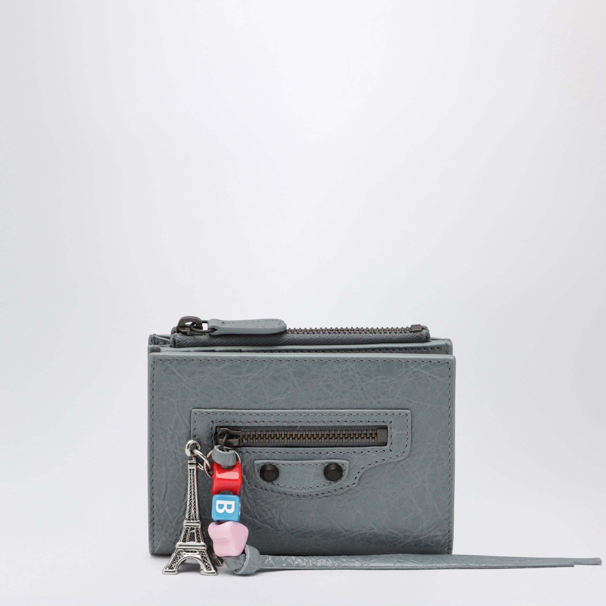 Le City bifold lambskin wallet in blue-grey