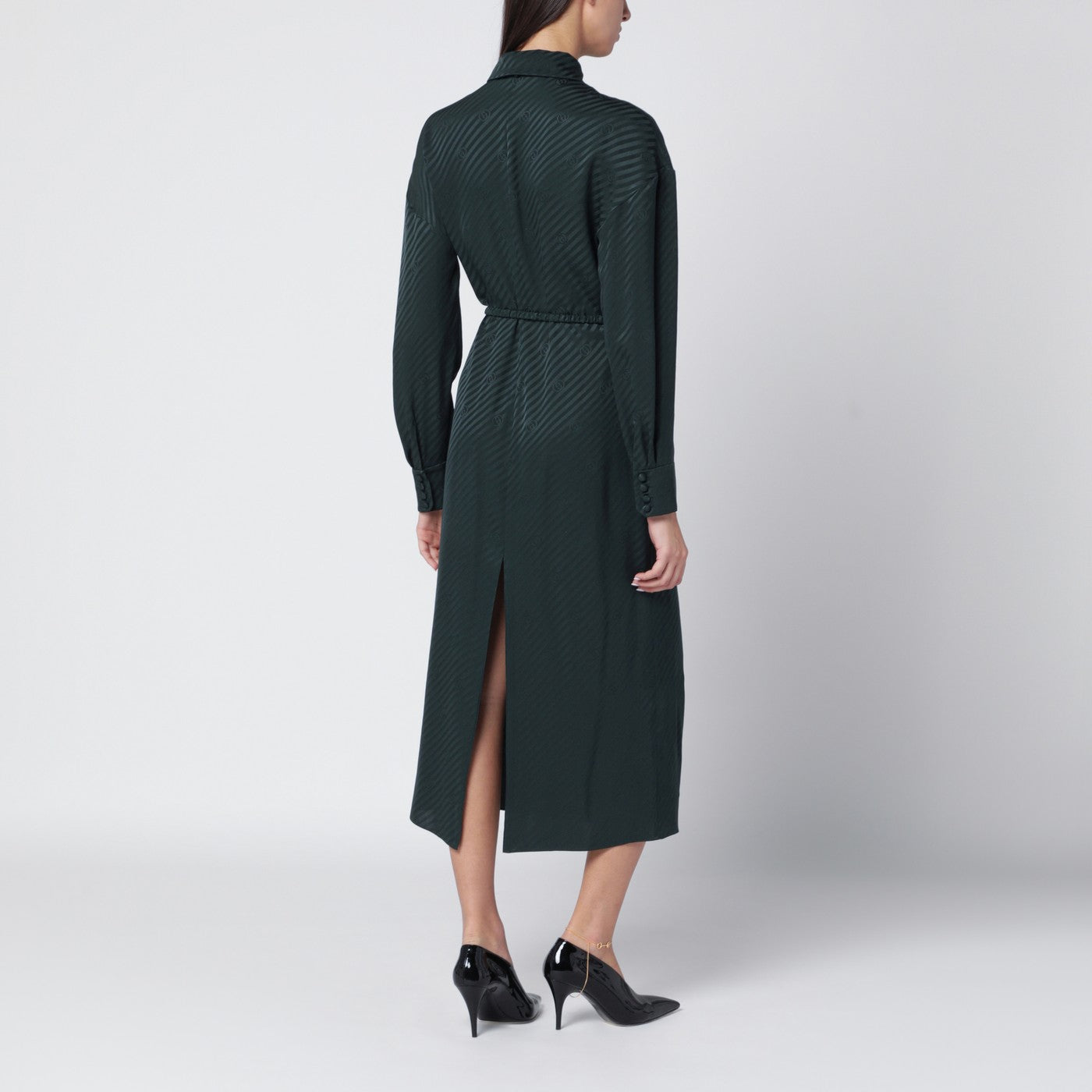 Green GG jacquard silk wrap dress