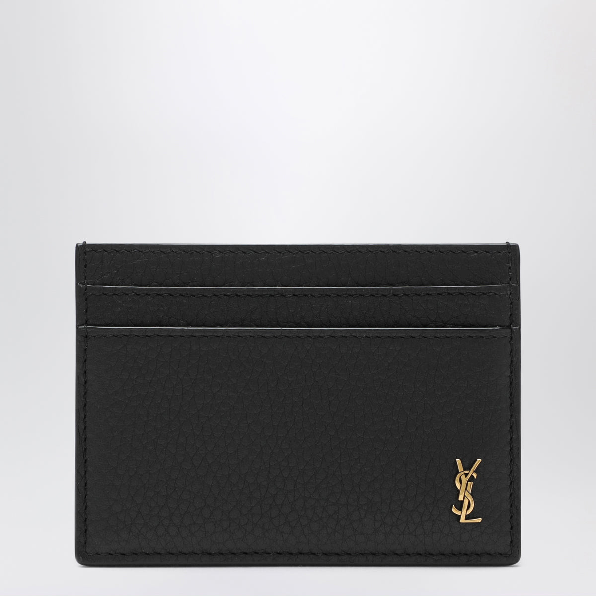 Tiny Cassandre card holder in black hammered leather