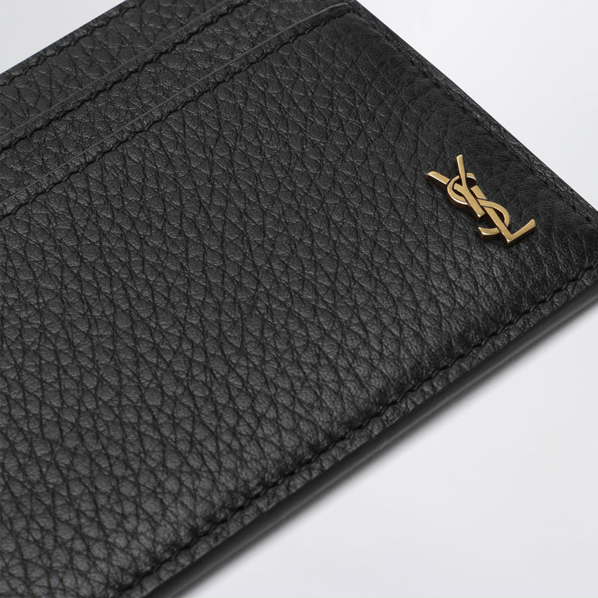 Tiny Cassandre card holder in black hammered leather