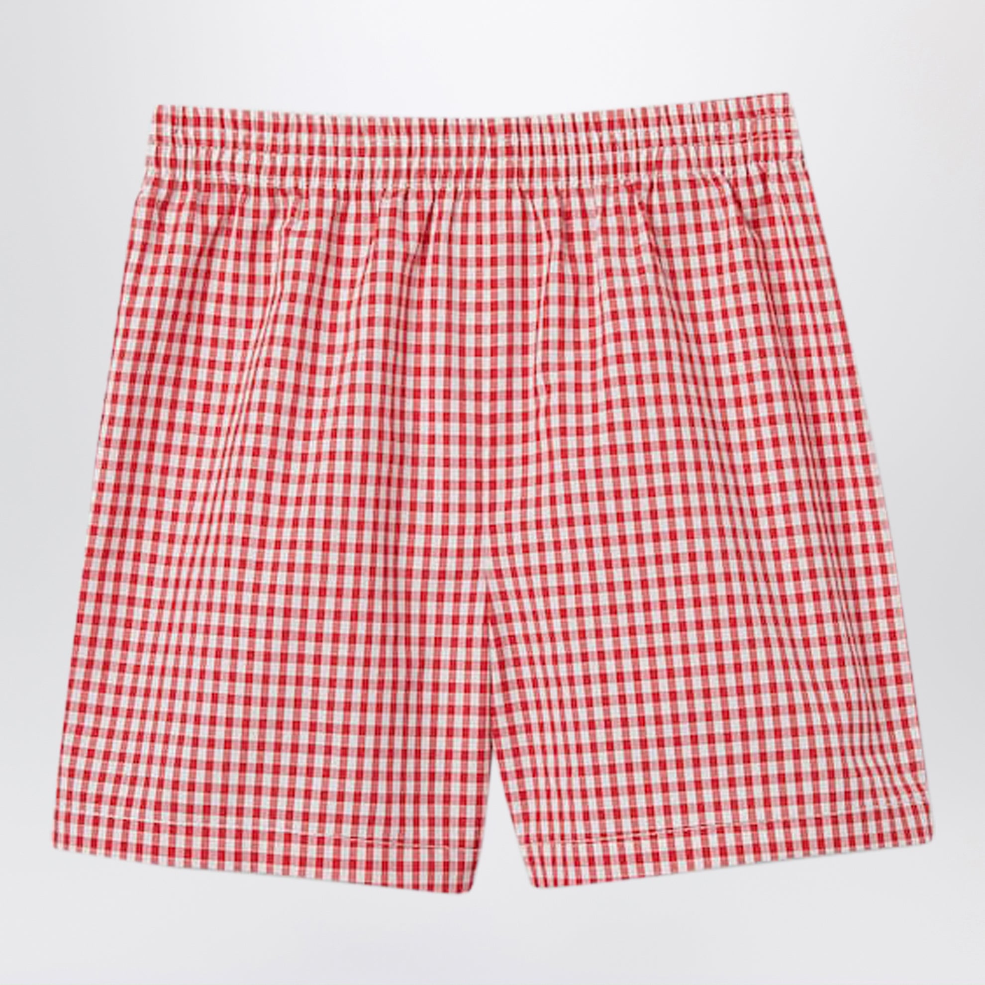 Short en coton à carreaux rouge/blanc