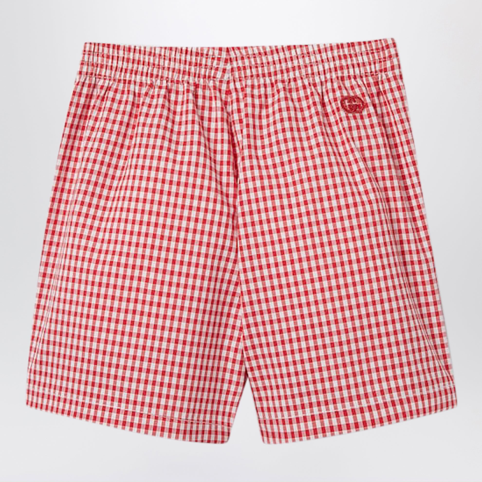 Short en coton à carreaux rouge/blanc