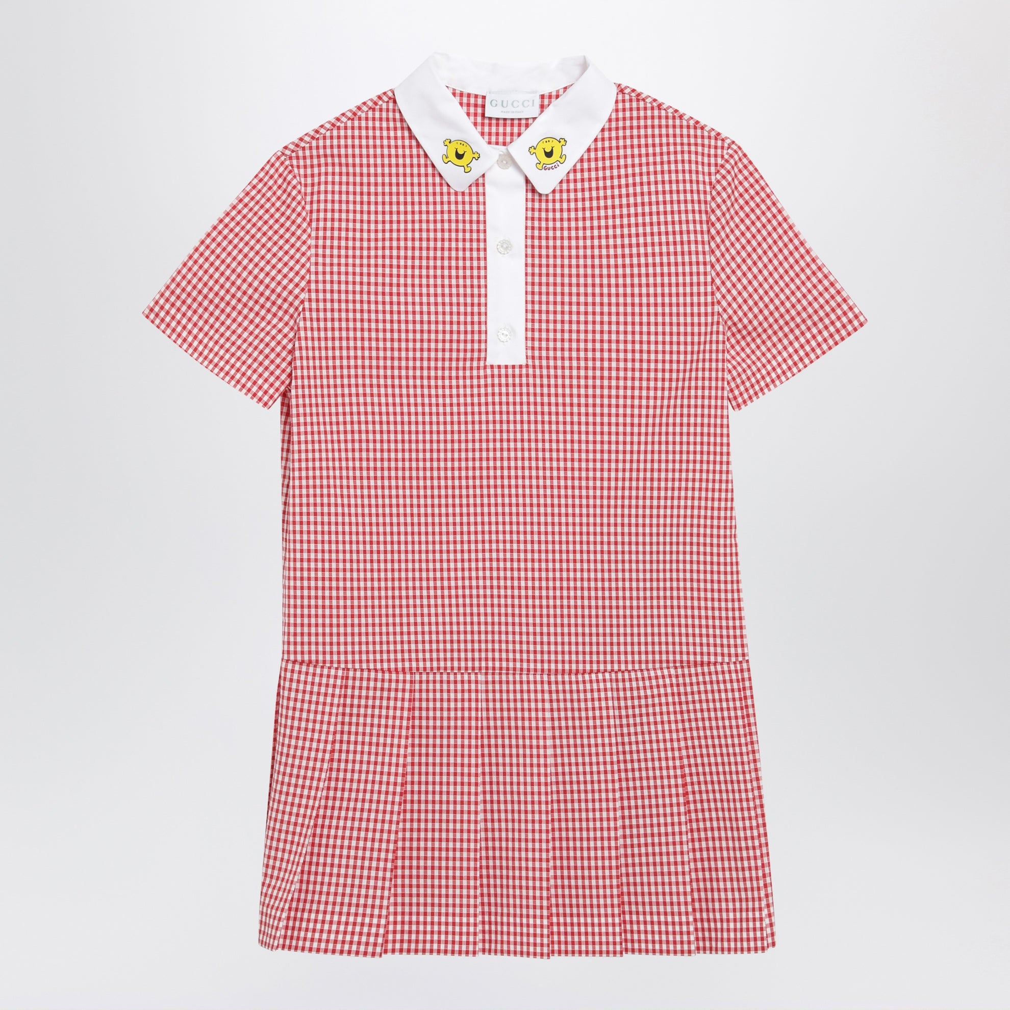 Robe courte en coton à carreaux rouge/blanc