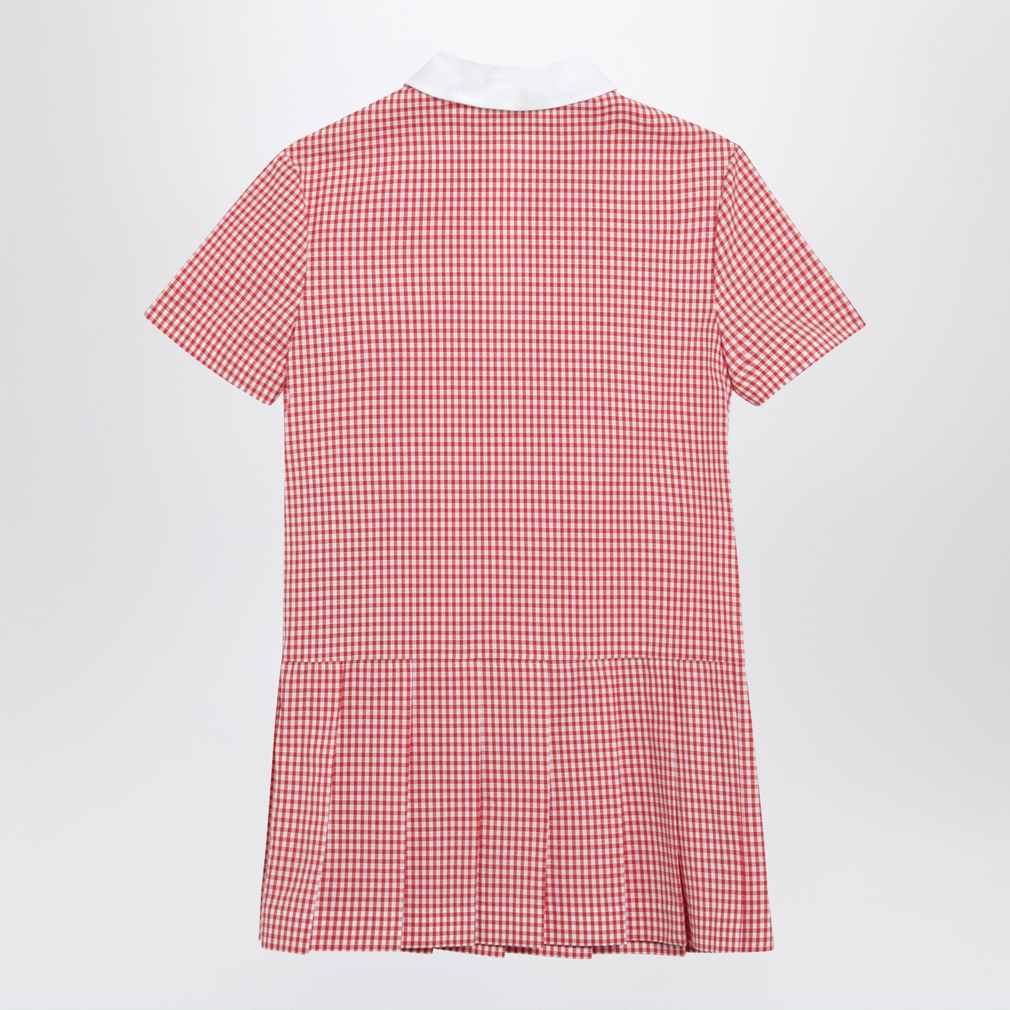 Robe courte en coton à carreaux rouge/blanc