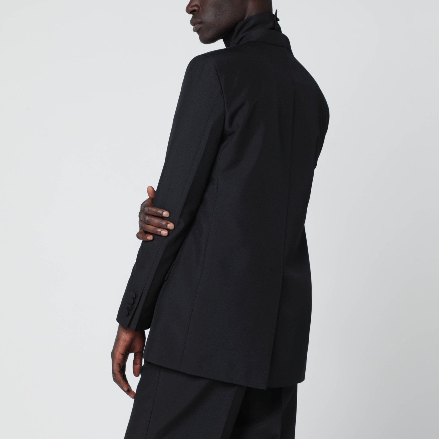 GUCCI Black double-breasted jacket in technical panama | TheDoubleF